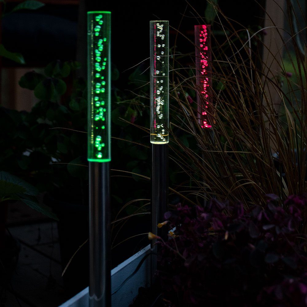 Farbwechsler Farbwechsel, Solarleuchte, Edelstahl Lampe fest etc-shop Garten LED verbaut, Leuchte Solar LED-Leuchtmittel LED Steck 8x