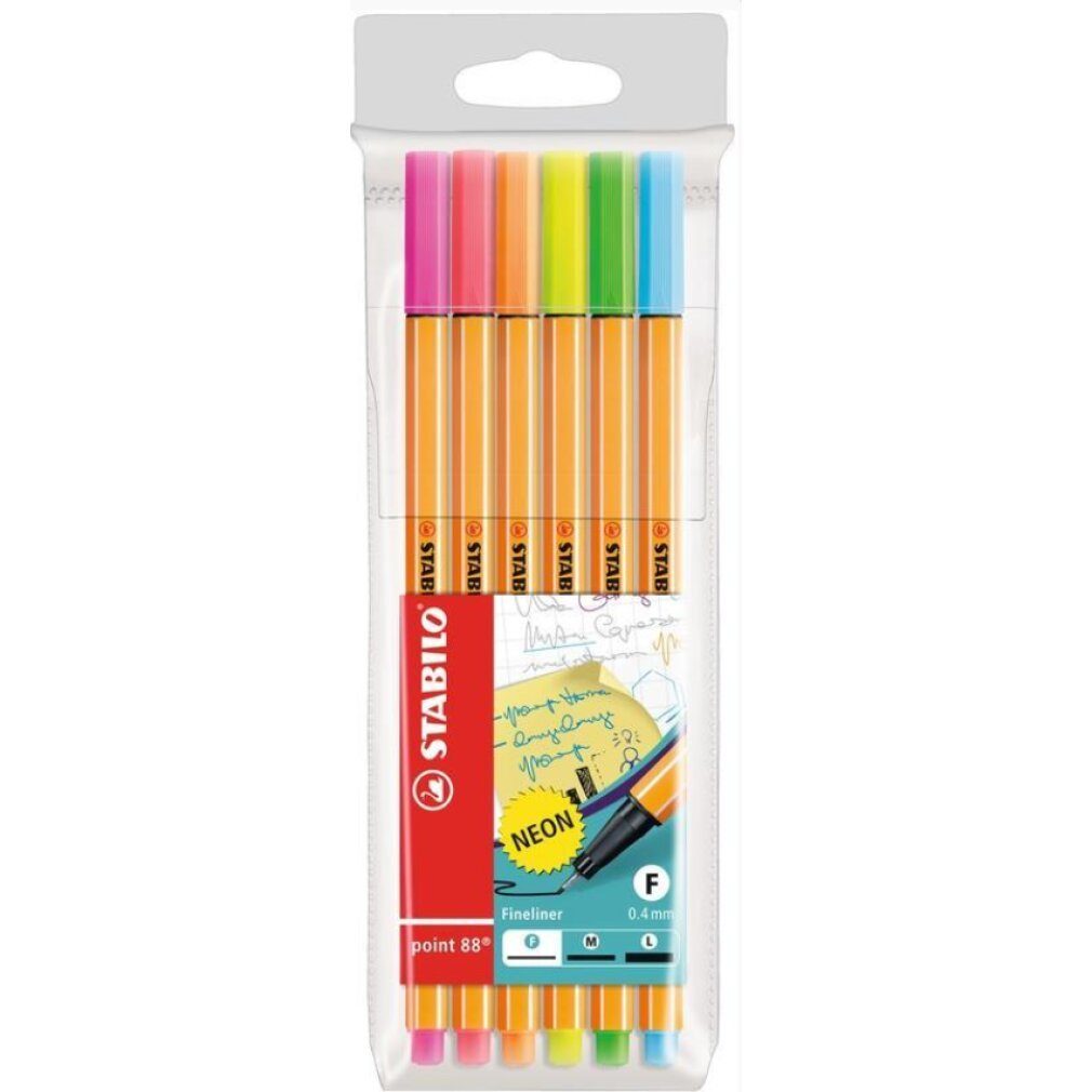 STABILO Fineliner -Point Neonfarben 6er Etui 8861