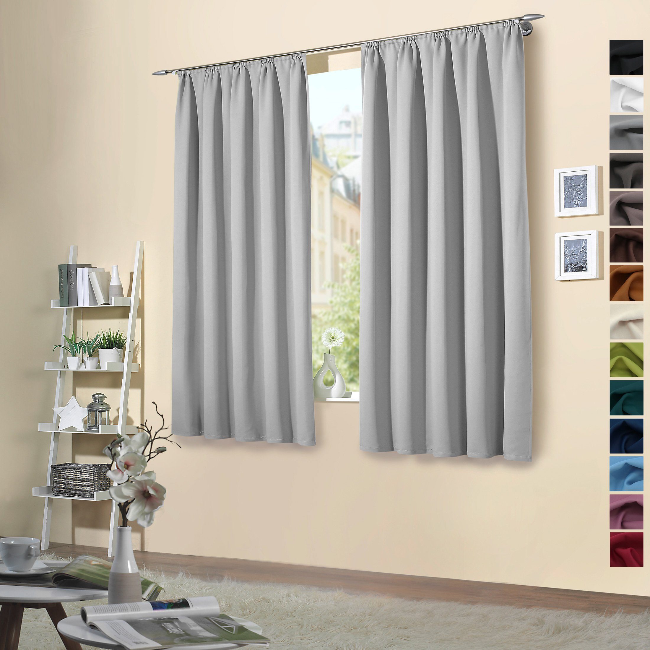 heimtexland Verdunkelungsvorhang Verdunklungsgardinen Thermo Vorhänge blickdicht (2 St), Kräuselband, verdunkelnd, Verdunklungsstoff, Sonnenschutz Verdunkelung Kälteisolierung Schalldämmung