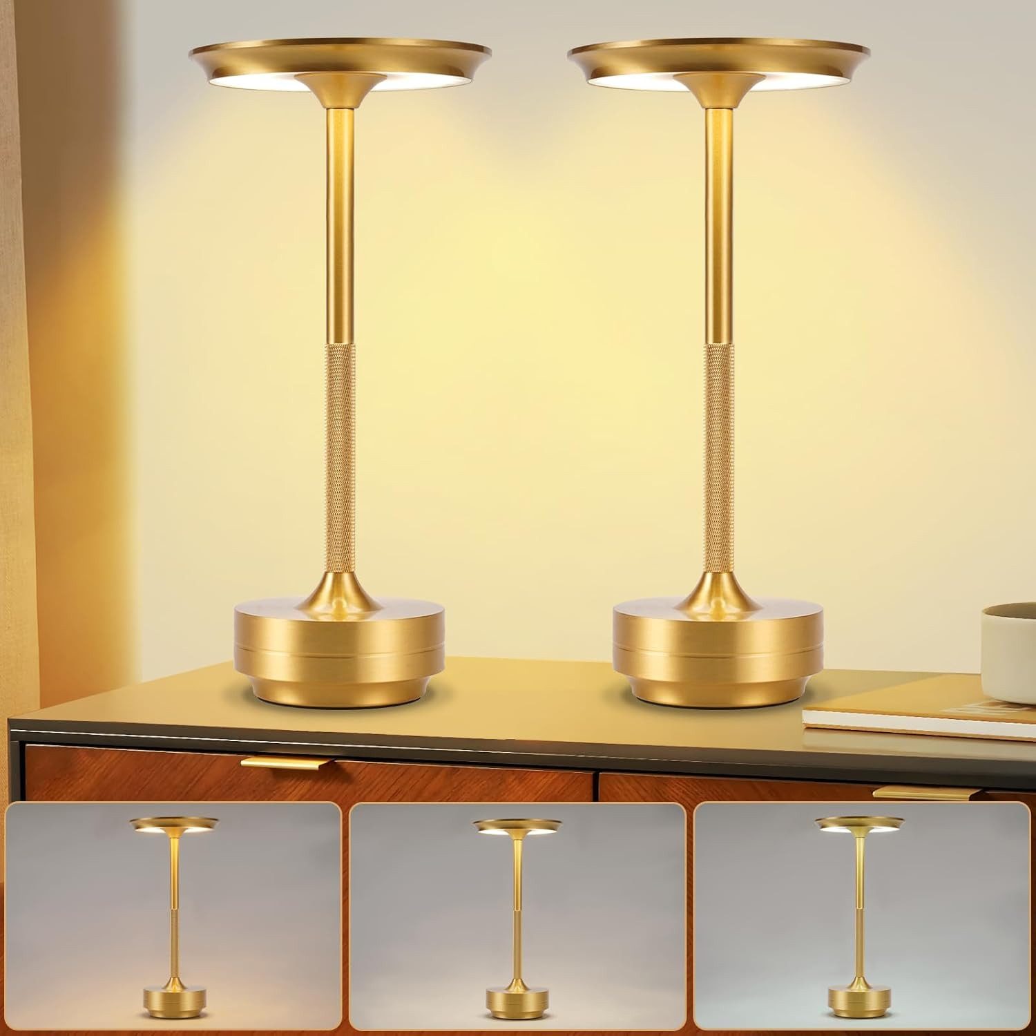 ZMH LED Tischleuchte Kabellos Nachttischlampe Touch günstig online kaufen