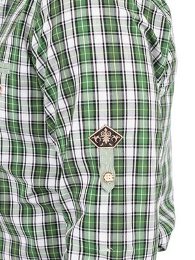 OS-Trachten Trachtenhemd Karo Langarmhemd JACHENAU grün