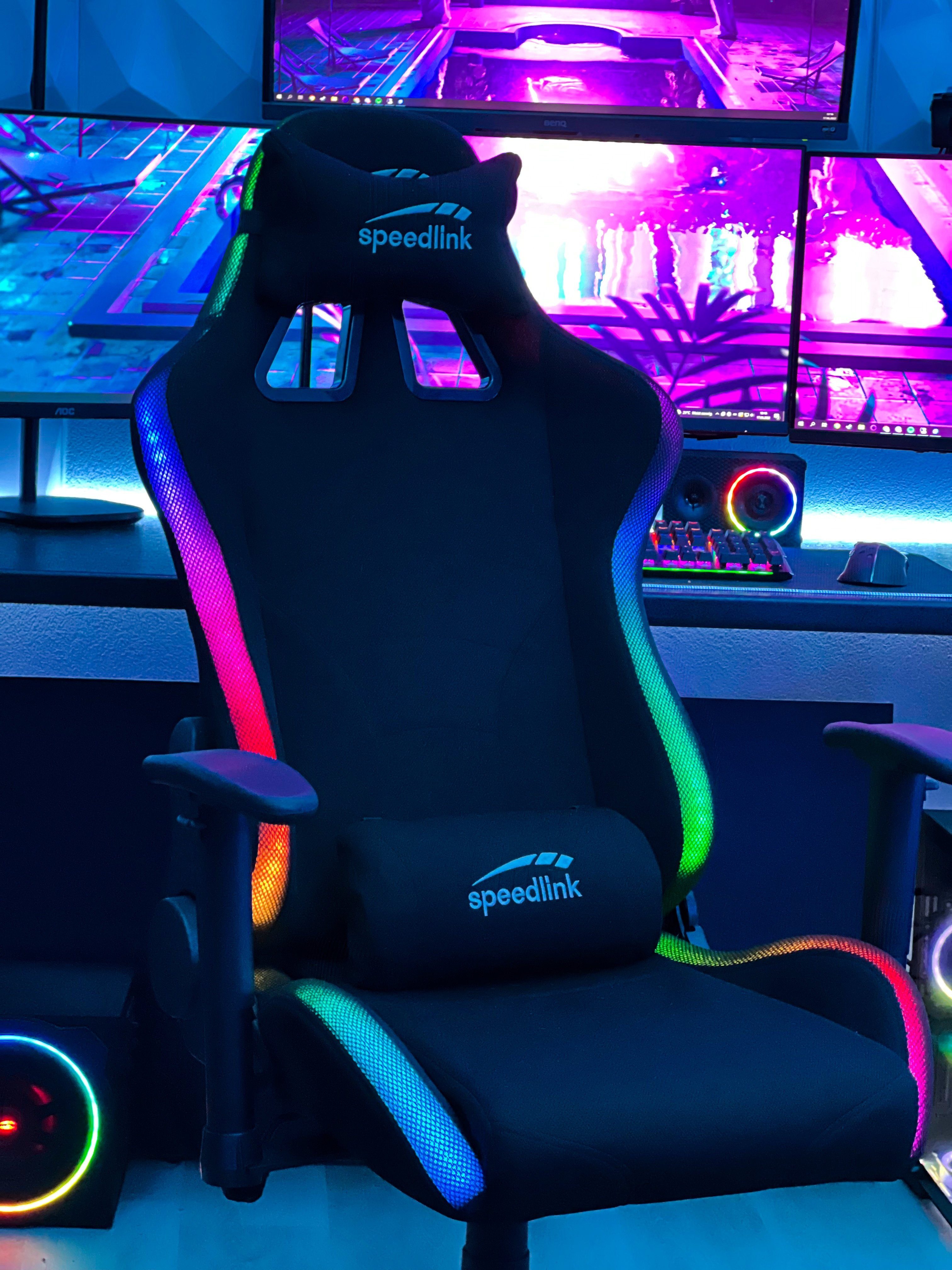 Speedlink Gaming Chair REGYS RGB beleuchteter Gaming Stuhl, schwarz Stoff (3 St)