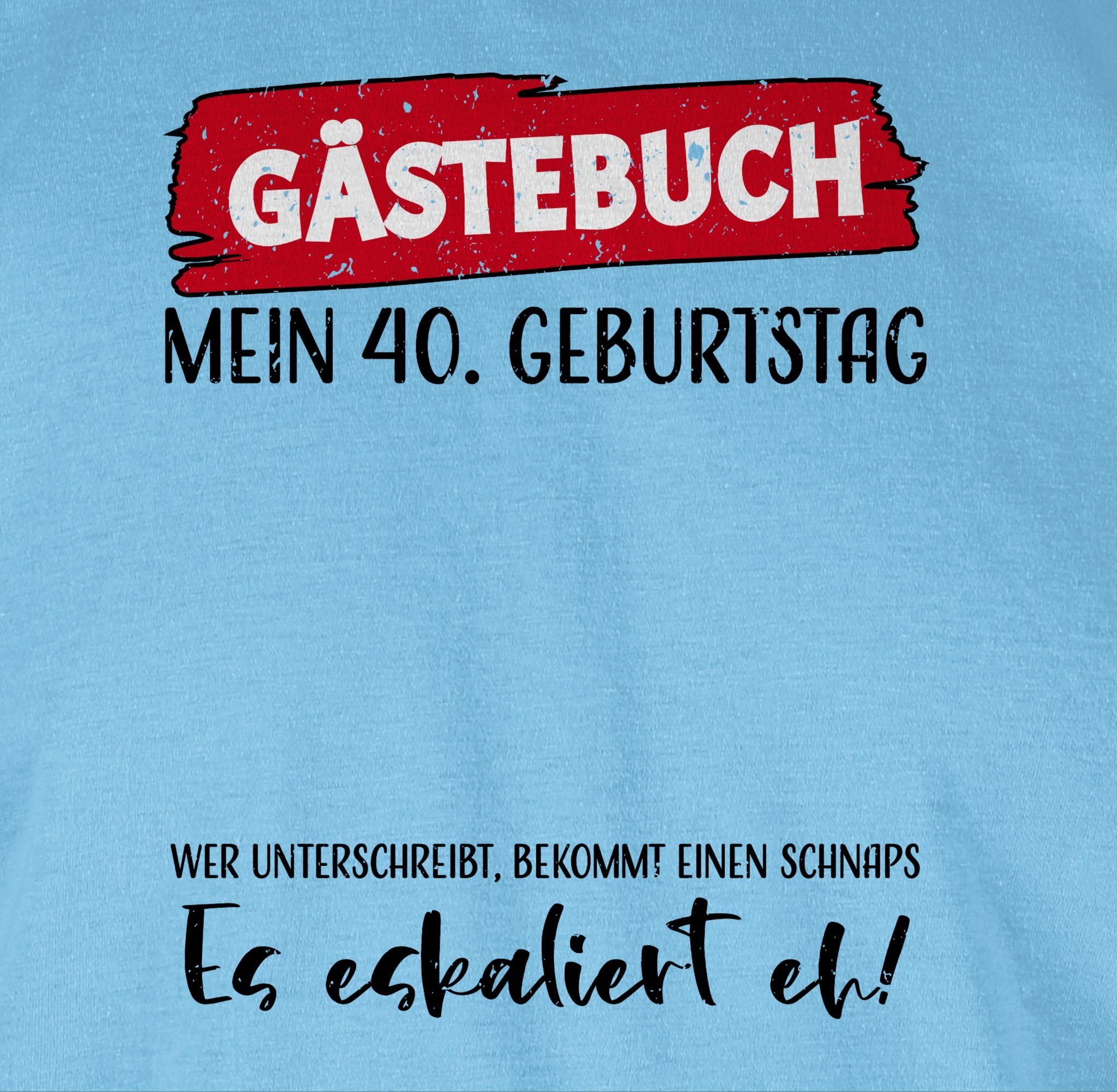 Geburtstag 40. Shirtracer T-Shirt 40. Hellblau Geburtstag Gästebuch 03