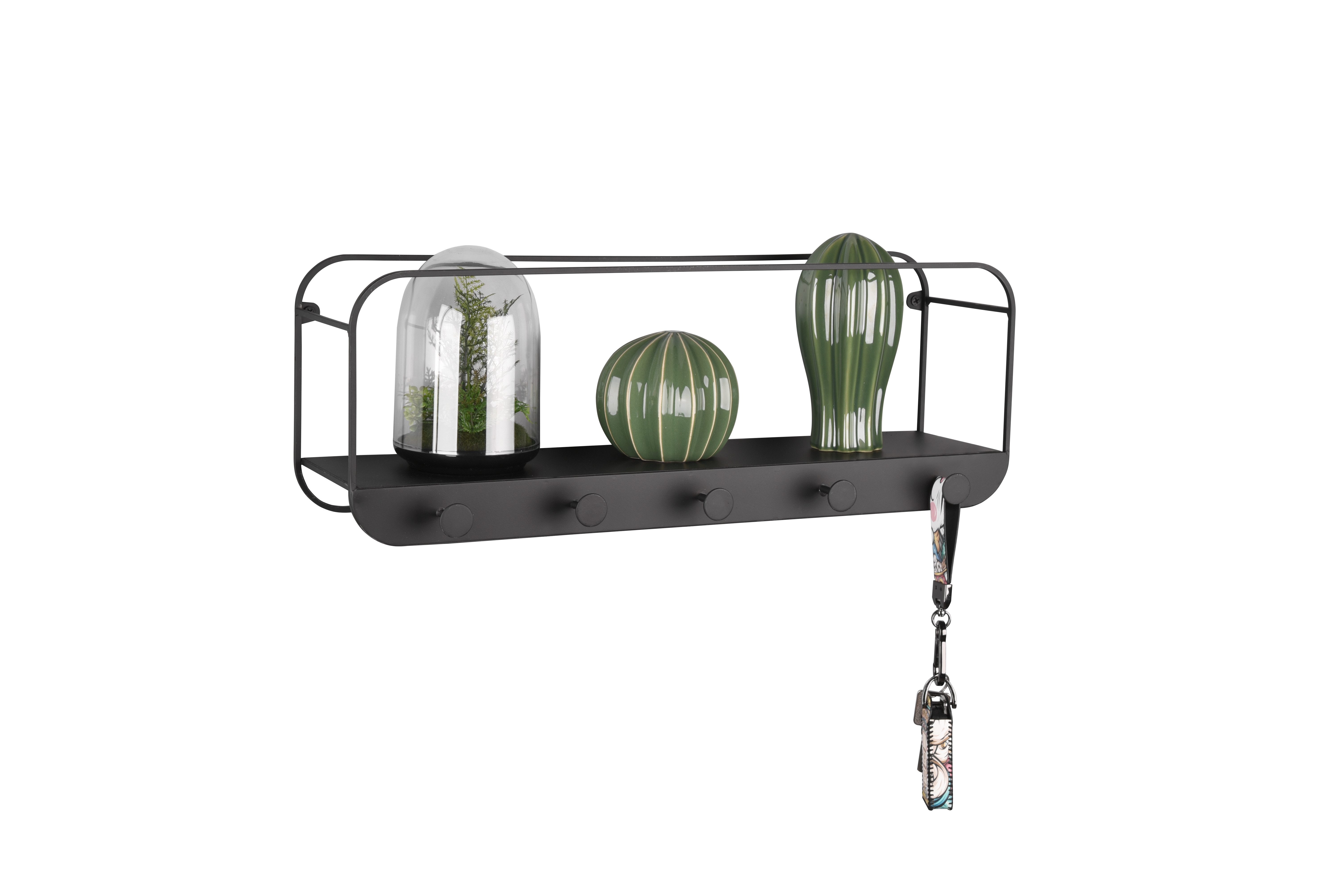 furnling Garderobenleiste Lian (1 St), dekorative Garderobe mit Ablagefach und 5 Haken, schwarz, Breite 50 cm
