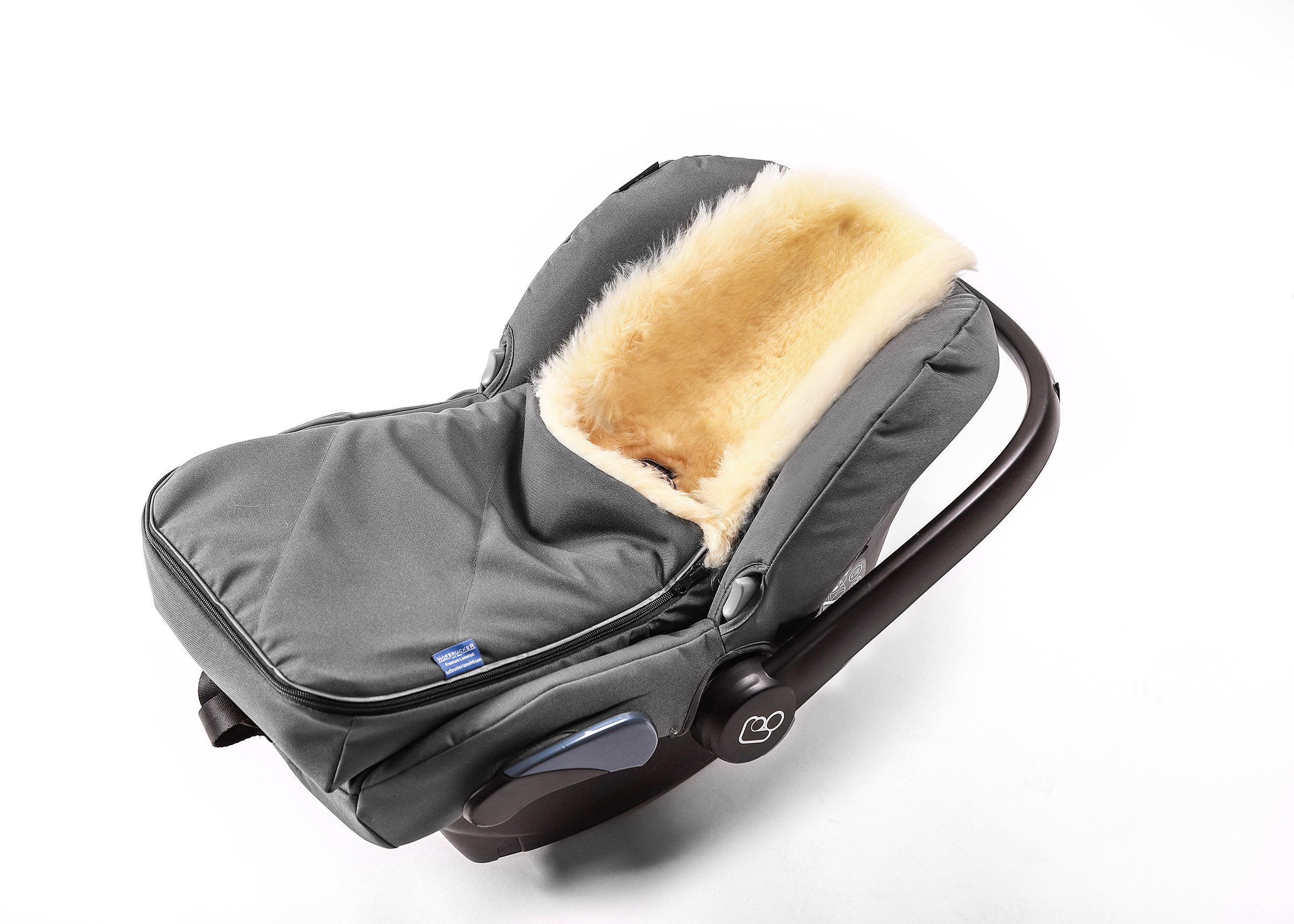 Hofbrucker seit 1948 Fußsack Lammfell Fußsack Maxi für Babyschale, Baby Winter Fußsack mit echtem Lammfell wind- und wasserabweisend