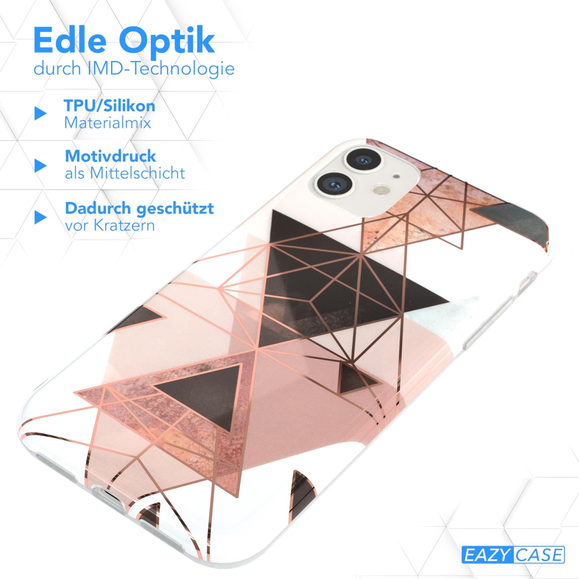 EAZY CASE Handyhülle IMD Motiv Cover für Apple iPhone 11 6,1 Zoll, Hülle mit Kameraschutz Slimcover Display Bumper Geometrie Rosa Braun