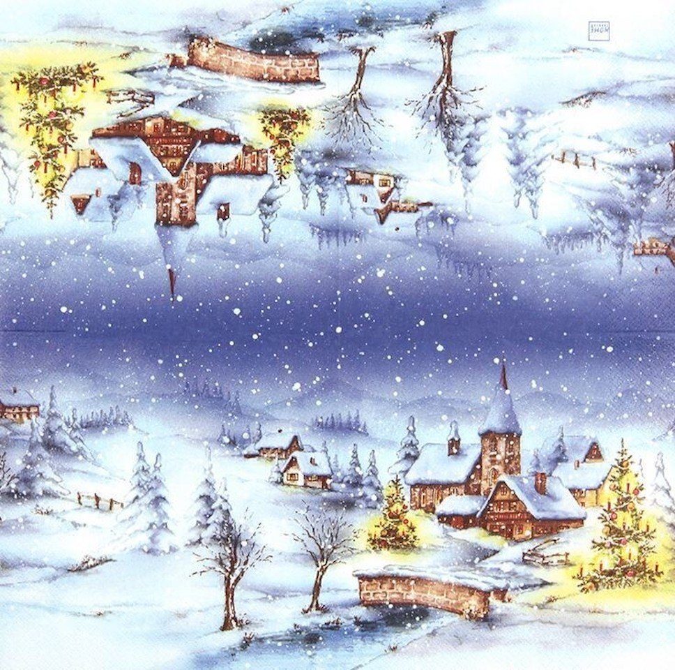 HOME FASHION Papierserviette Weihnachten, 33 cm, 3lagig, Christmas Village, Weihnachtsdorf, Tischdeko, Kollektion, Serviette., Tafel, Tischdekoration