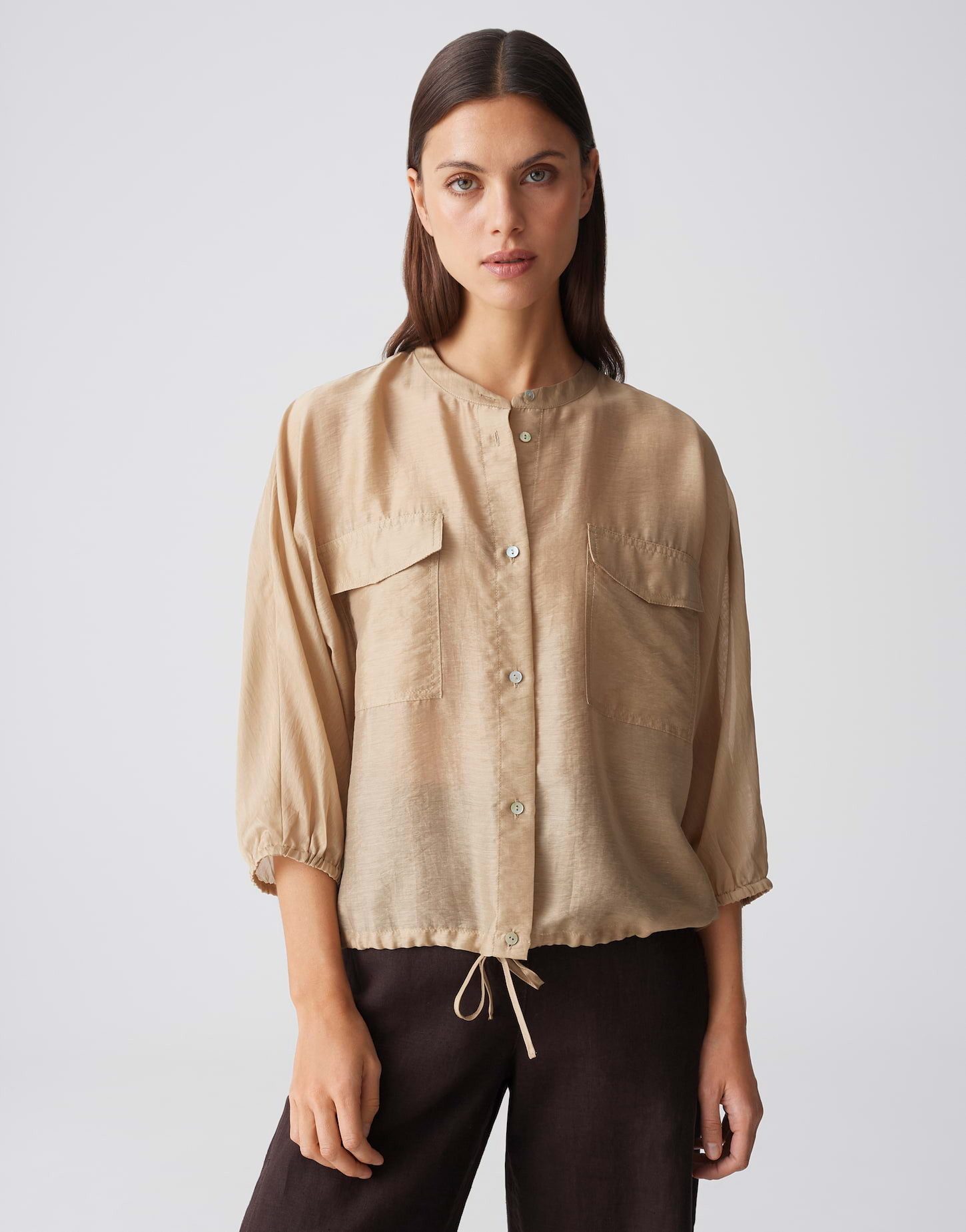 OPUS Satinbluse Funuk aus Satin mit dezentem Schimmer Elastische Ärmelbündchen sorgen für modernen Komfort