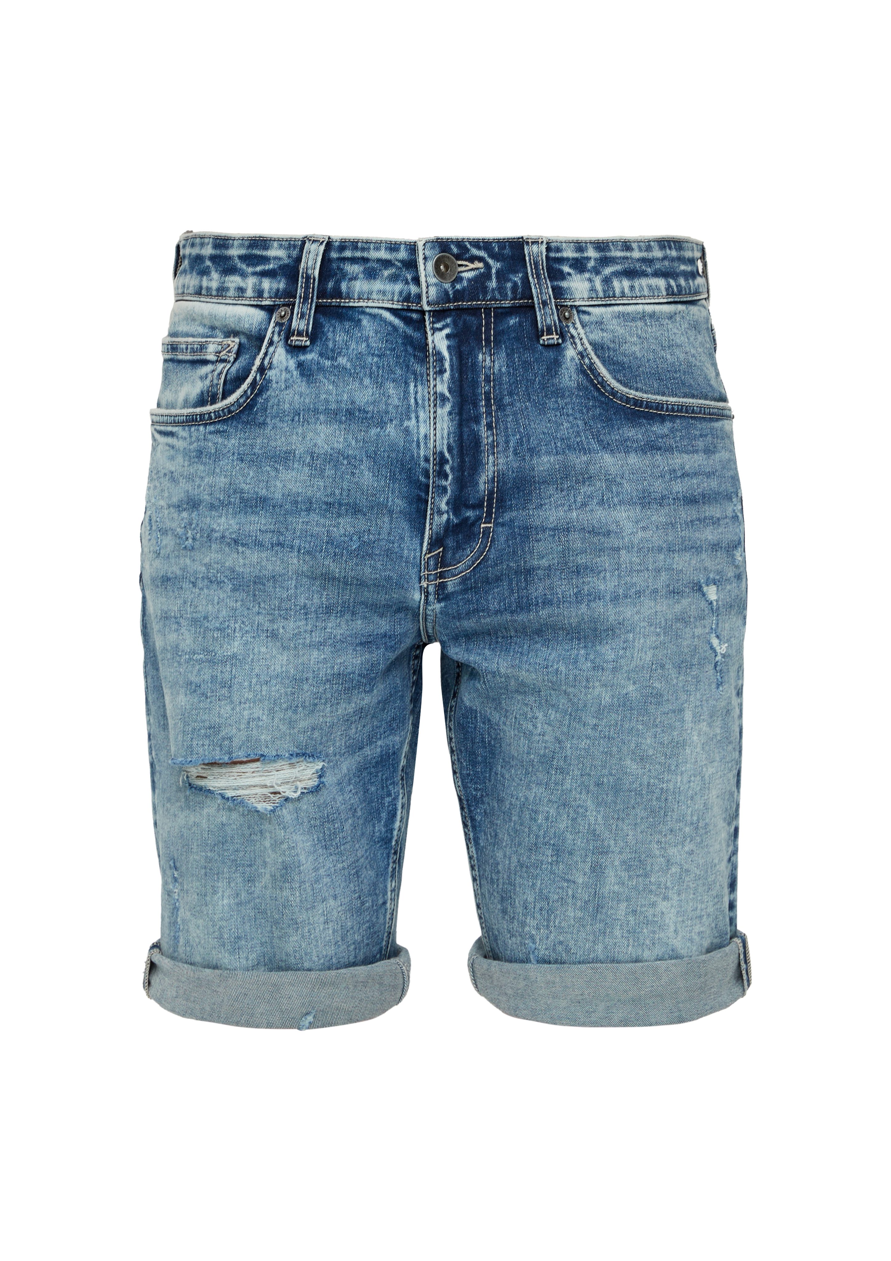 Waschung, Rise Jeansshorts Mid Regular Fit Leg Jeans-Bermuda / / / Straight Destroyes QS John