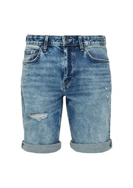 QS Jeansshorts Jeans-Bermuda John / Regular Fit / Mid Rise / Straight Leg Waschung, Destroyes