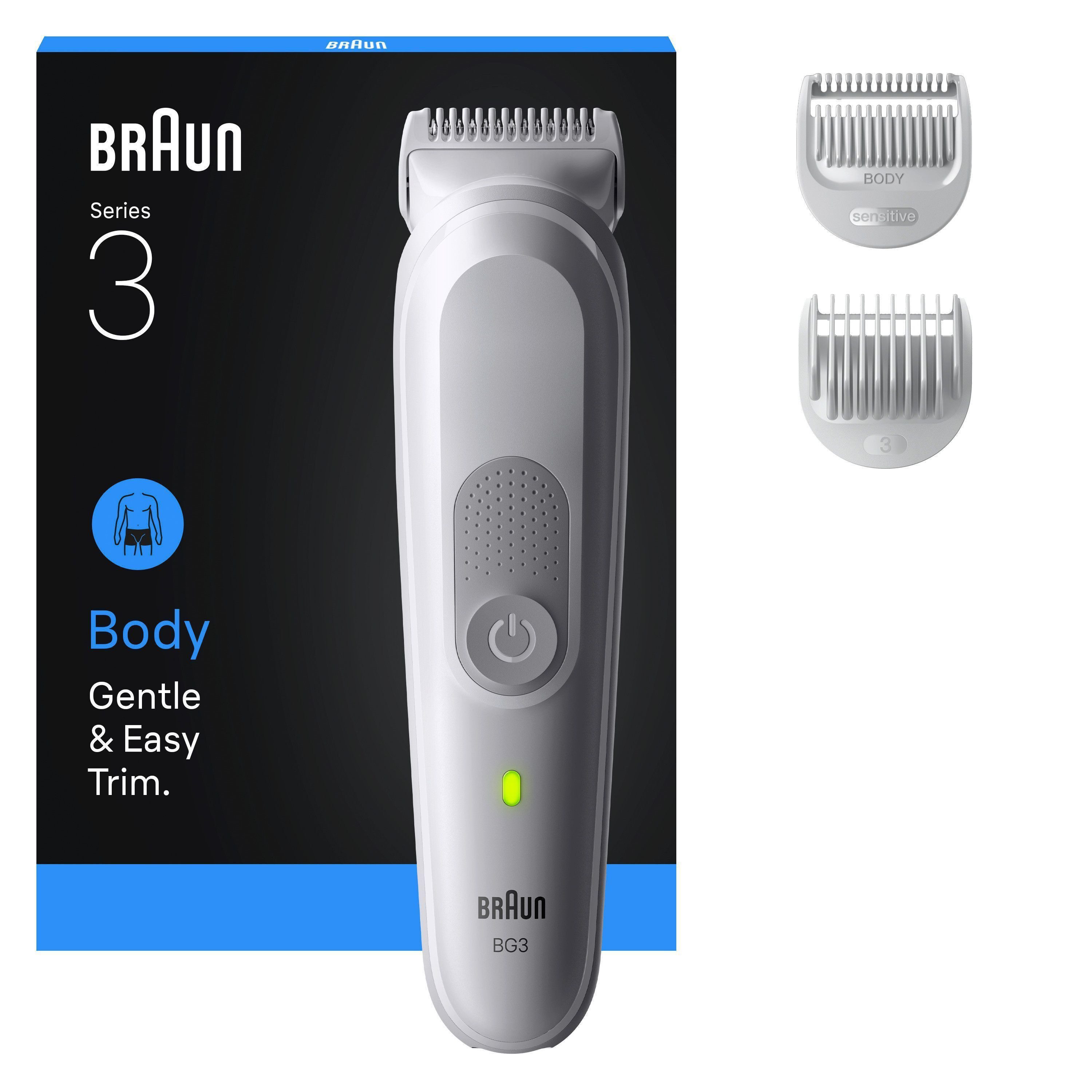 Braun Haarschneider Bodygroomer BG3530, Extra Hautschutz, 80 Min Akkulaufzeit, wasserdicht