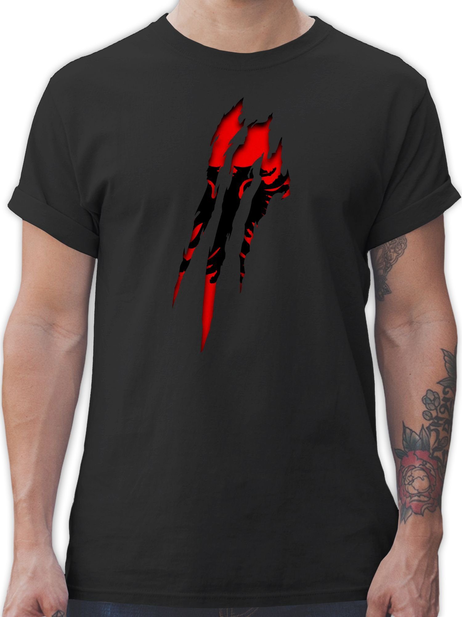 Shirtracer T-Shirt Albanien Krallenspuren Länder Wappen 01 Schwarz