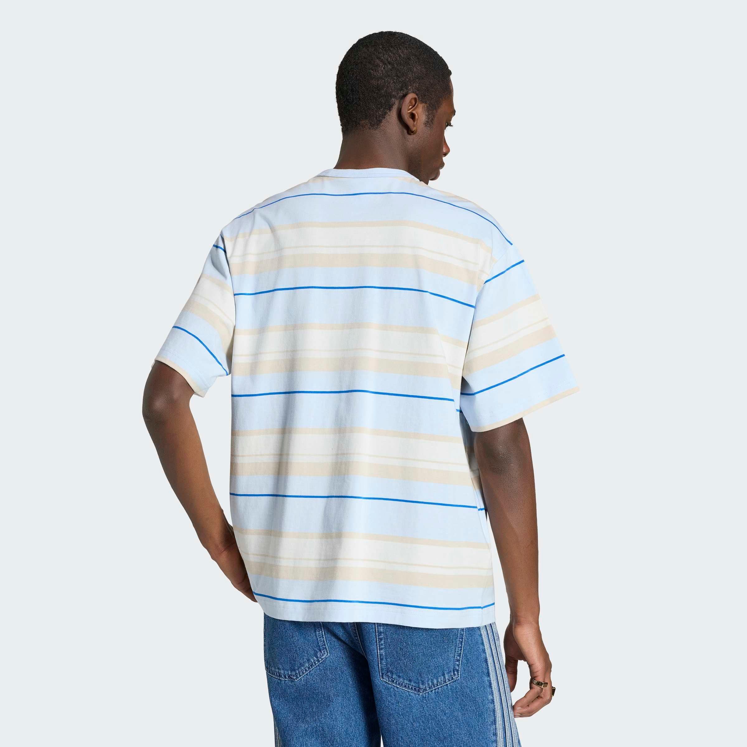 adidas Originals T-Shirt STRIPED CREW NECK mit klassischem Streifendesign, aus Baumwolle, lockere Passform