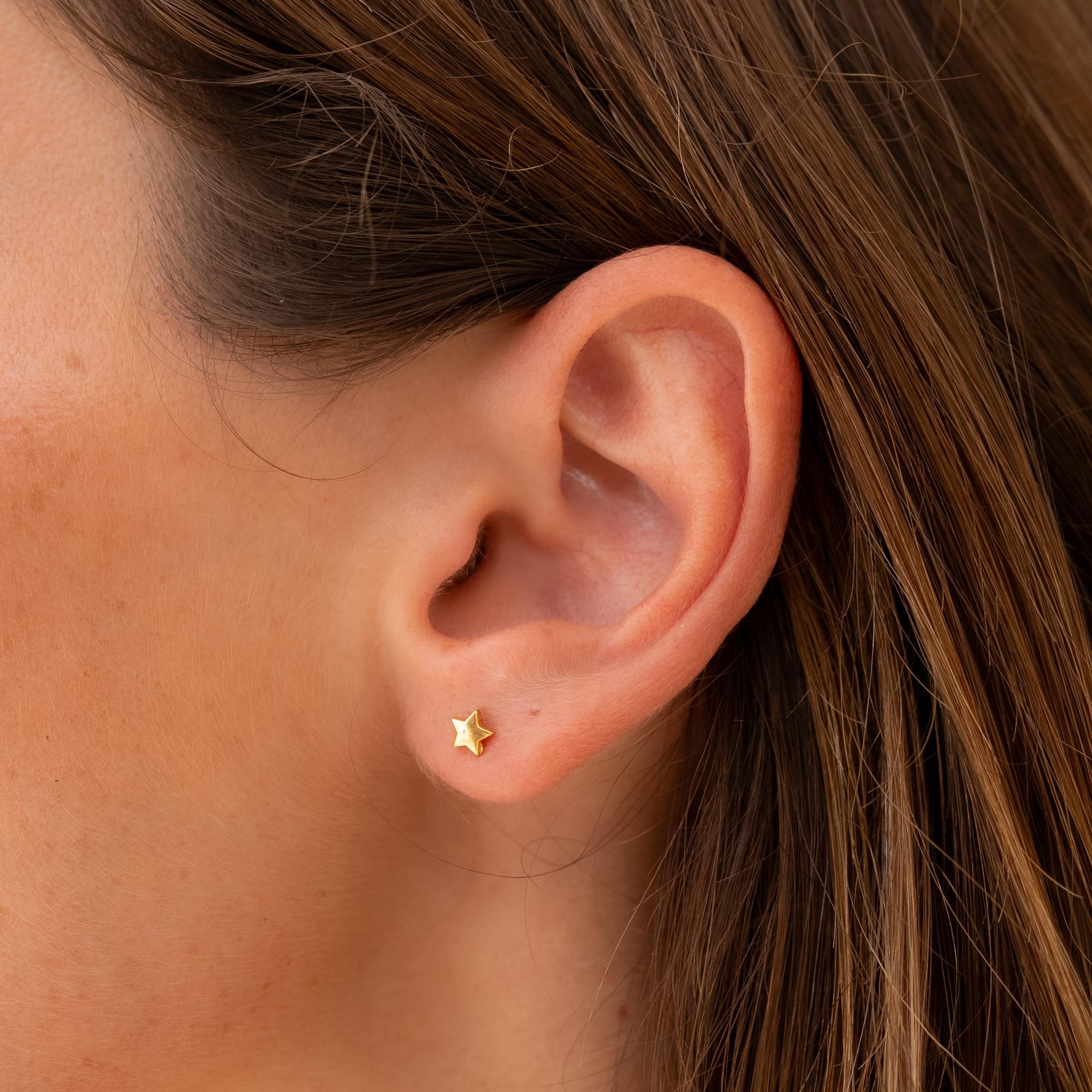 Made by Nami Paar Ohrstecker Edelstahl Stern/Mond-Ohrringe Gold, Wasserfester Schmuck Geschenk für Sie