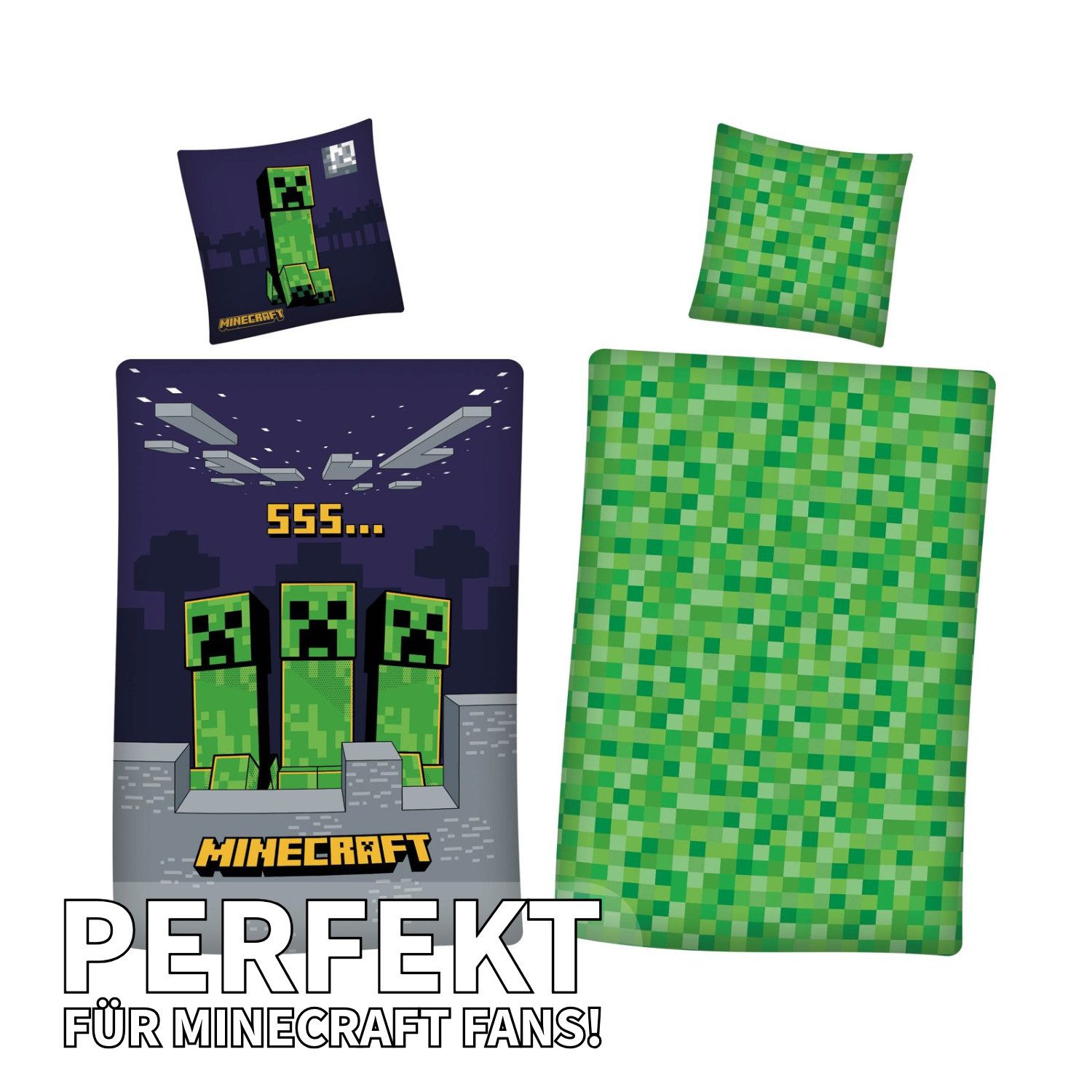 AY!Max Kinderbettwäsche Minecraft Wende Bettwäsche Set 2 tlg. 135 x 200 cm 80 x 80cm, 2 teilig – Bild 5 von 5