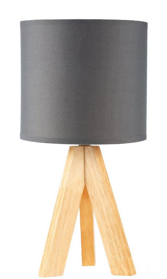 Tischleuchte Boho Design Korb Stoff 38 cm Nachttisch Wohnzimmer Lampe RIFFOLK