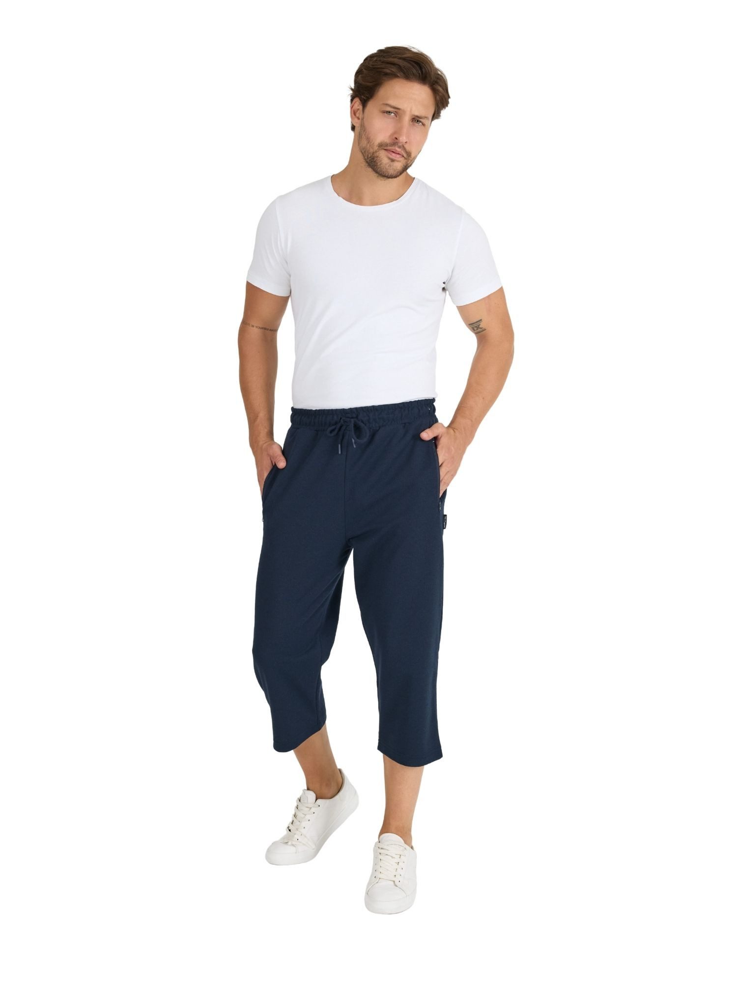 COMEOR 3/4-Sweathose Herren Bermuda Capri Shorts 3/4 Sommerhosen mit Reißverschluss Mit Reißverschlusstaschen
