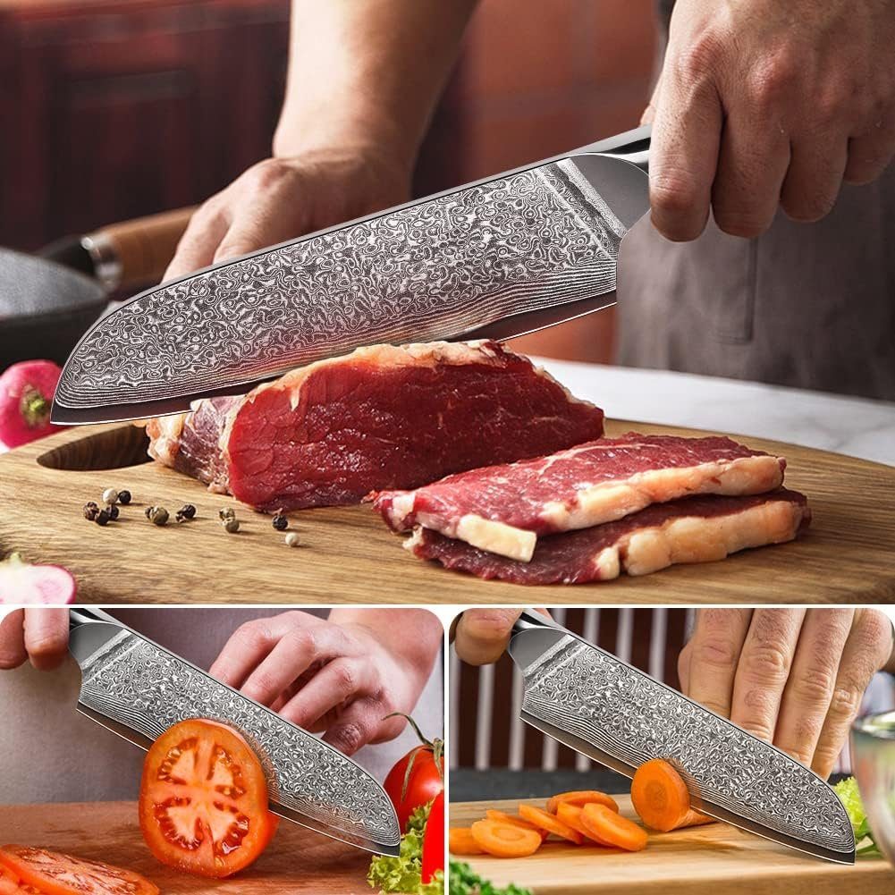 (2-tlg) Küchenmesser Messer-Set 2tlg. Set Damaststahl Damastmesser chefmesser KingLux
