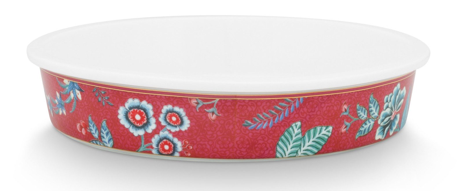 PiP Studio Backform Flower Festival Backform rund dark pink 25,5 cm, Baking Dish Round Flower Festival Dark Pink 25.5x5cm