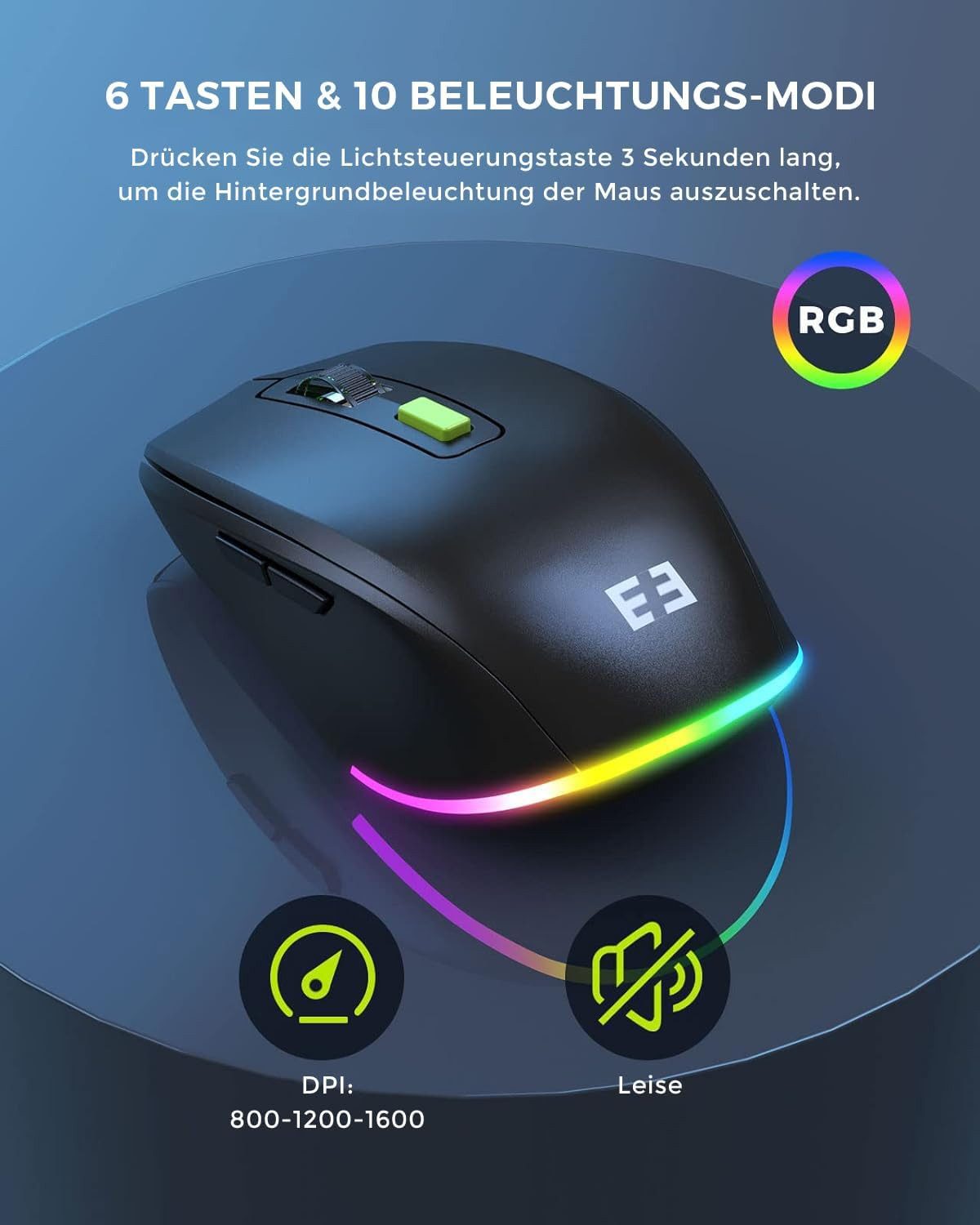 Seenda JPX006 Tastatur Maus Set kabellos beleuchtet Tastatur- und Maus-Set, (3 St., wiederaufladbare USB & Typ C Funktastatur mit Maus), mit Handyhalter und Handballenauflage