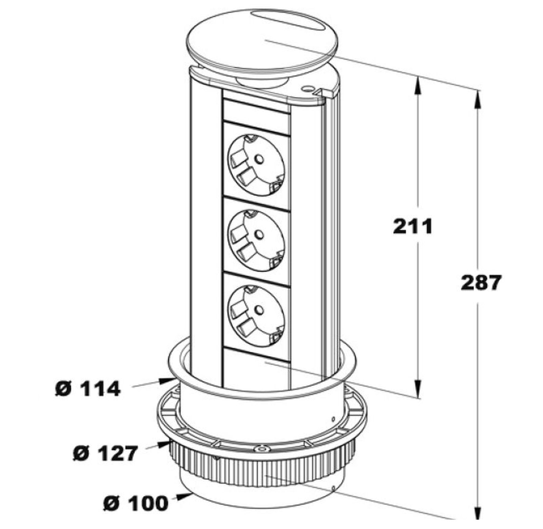 livingpoint24 Küchenrollenhalter Küchensteckdose Evoline Port, Einbausteckdose Küche, versenkbar
