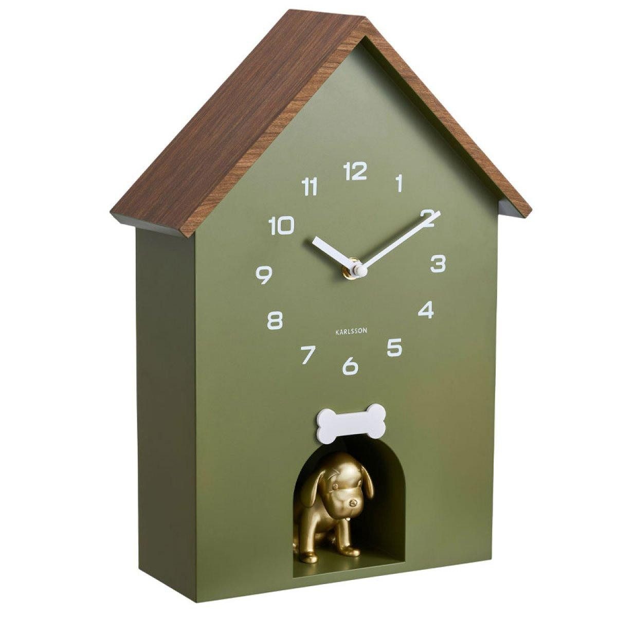 Karlsson Uhr Kuckucksuhr Dog House mit Hund Luxury Green