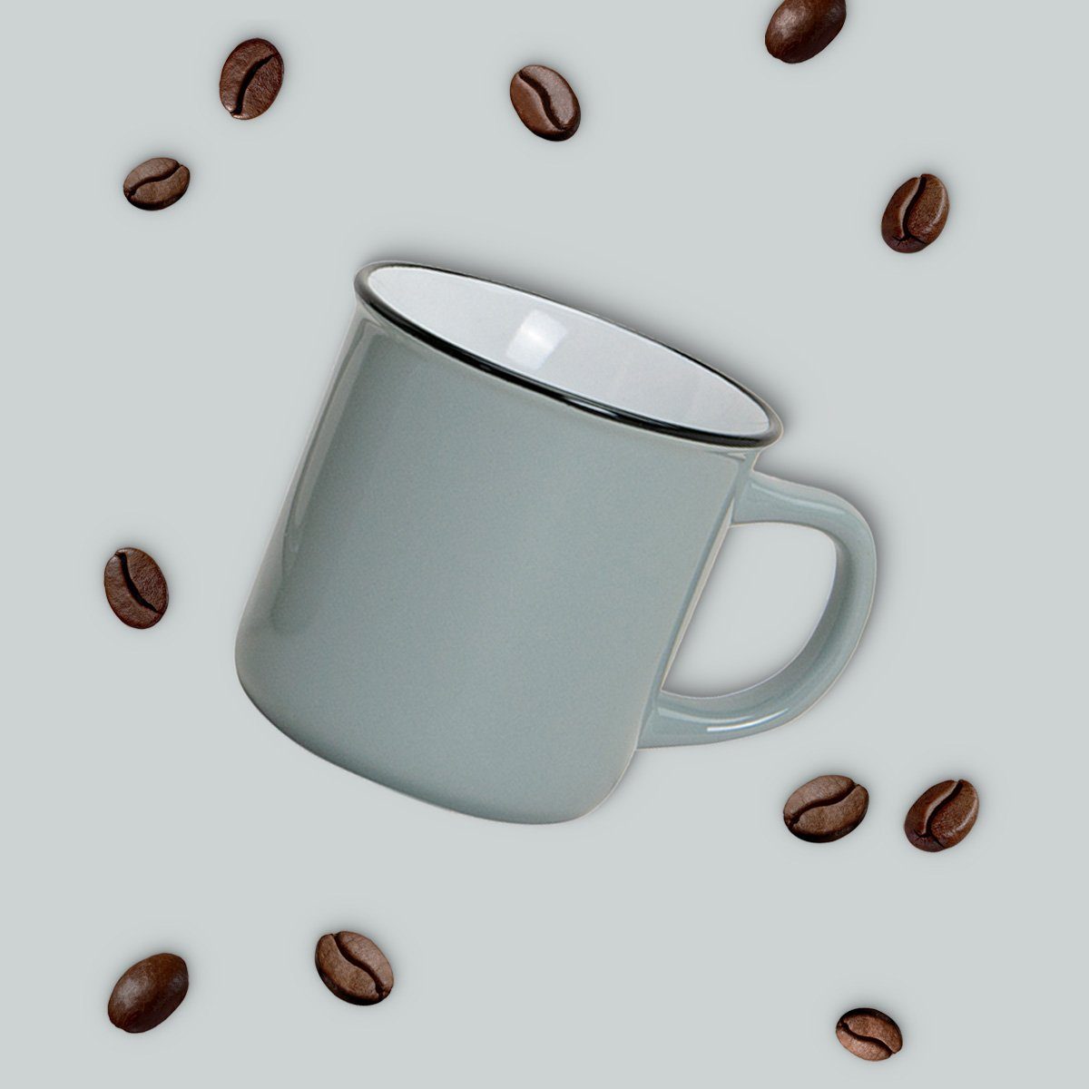 matches21 HOME & HOBBY Tasse Kaffeebecher 6er Set Emaille-Optik einfarbig Vintage, 6-tlg., Keramik, Tee Kaffee-Becher, modern, beige braun weiss grau, 240 ml – Bild 5 von 5