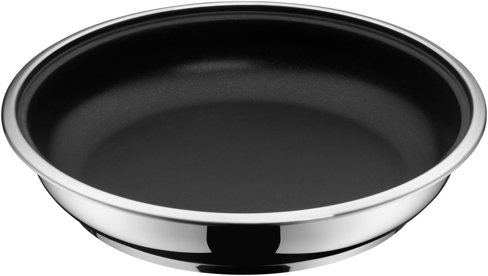 WMF Pfannen-Set Click&Serve Pfannen Set, 3-teilig, Cromargan Edelstahl rostfrei 18/10 (1x Bratpfanne beschichet ohne Griff 24 cm, 1x Bratpfanne beschichet ohne Griff 28 cm, 1x abnehmbarer Griff, 2-tlg., Bratpfanne ohne Griff, Bratpfanne ohne Griff, abnehmbarer Griff), 360°-Rundumbefestigung, tropffreies Ausgießen, TransTherm-Allherdboden