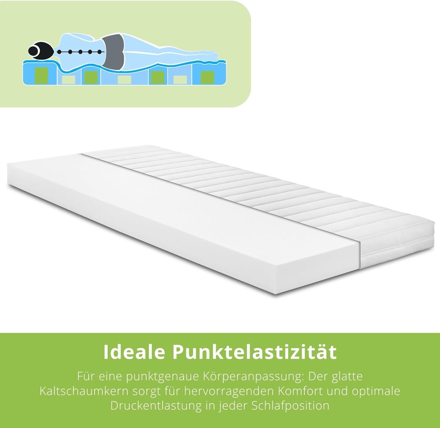 Kaltschaummatratze Comfort Line KS, 90x200 cm, 140x200 cm und weitere Größen, Bodyprotect, 10 cm hoch, punktelastisch, in verschiedenen Härtegraden