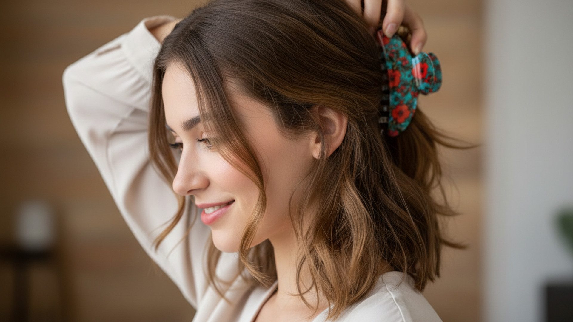 LK Trend & Style Haarspange mit Blumenmuster, Größe ca 10 cm., Blumenmotive sind immer ein guter Begleiter