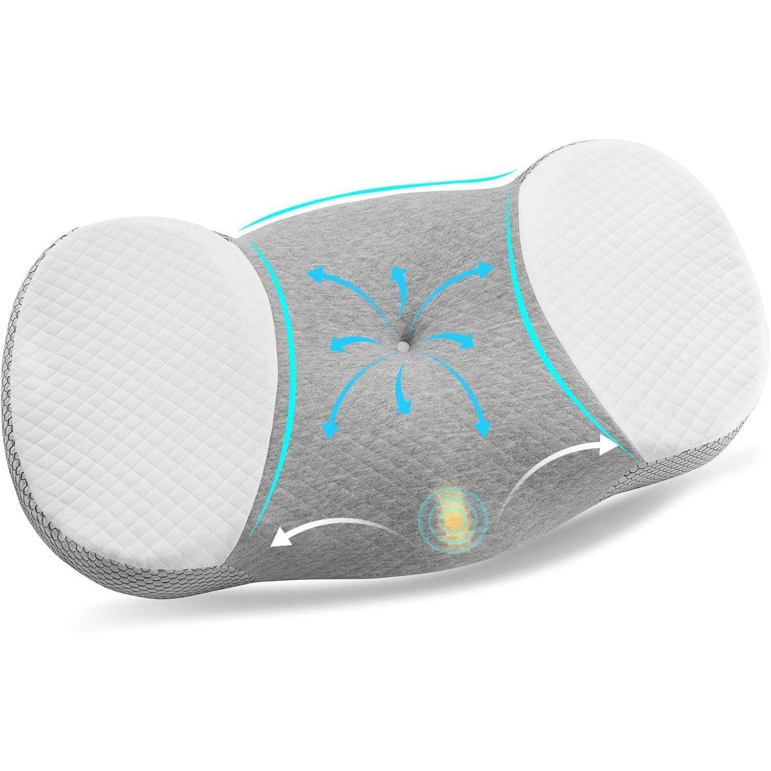 LuxusKollektion Halbmond-Kissen Kissen Memory Foam orthopädisch Seiten Rücken Grau-b