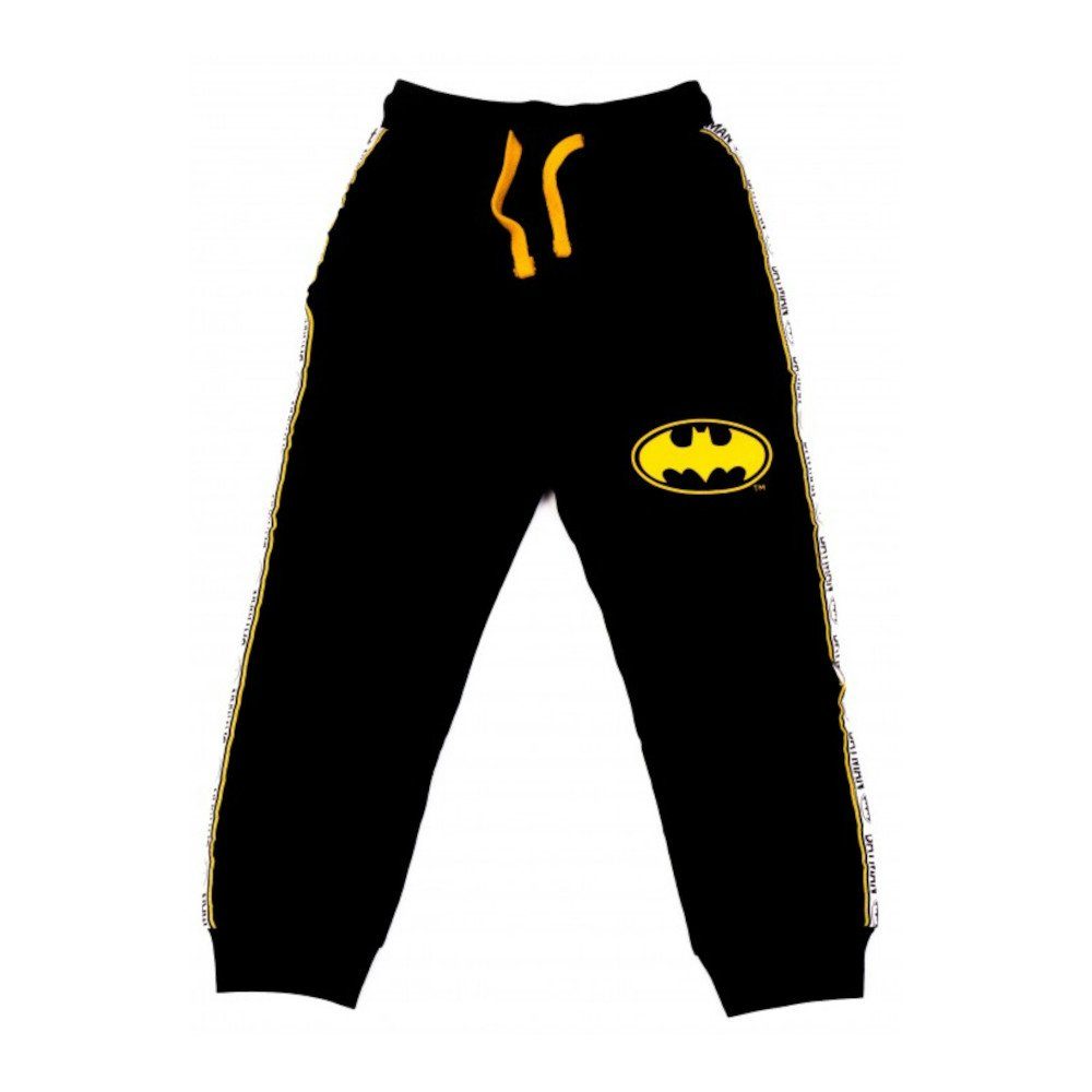 EplusM Jogginghose Freizeithose für Kinder mit gelben Batman-Logo und Schriftzug an den