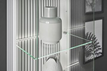 Furn.Design Wohnwand Merced, (Wohnzimmer-Set in weiß matt mit schwarz, 3-St., 260 x 180 cm), mit Soft-Close Funktion, Staboptik