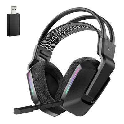 Powerwill Kabelloses Gaming-Headset Bluetooth Gaming-Kopfhörer Schwarz Наушники (Wireless, Bluetooth, RGB-Beleuchtung, kompatibel mit PC, PS4, PS5, mit Federungsbügel)