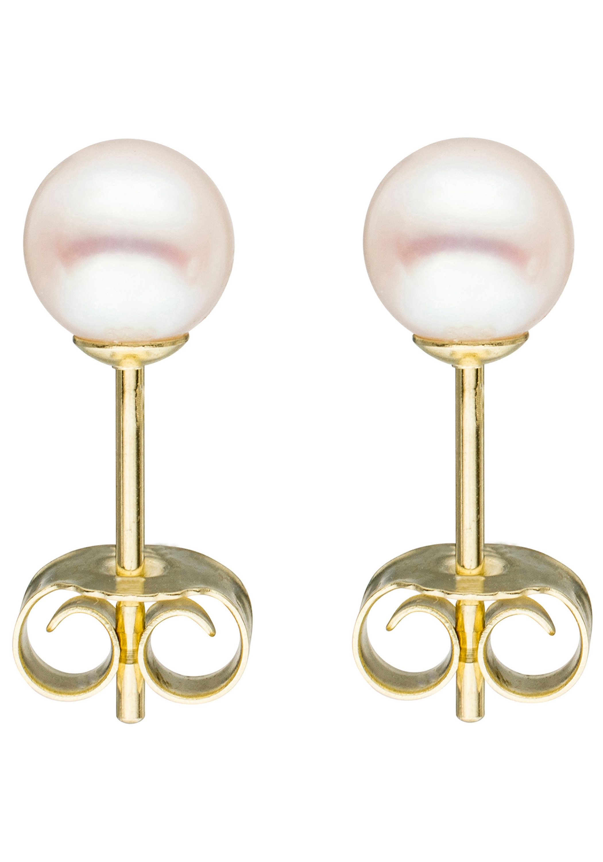 JOBO Paar Ohrstecker, 333 Gold mit Süßwasser-Zuchtperlen 5,5 mm