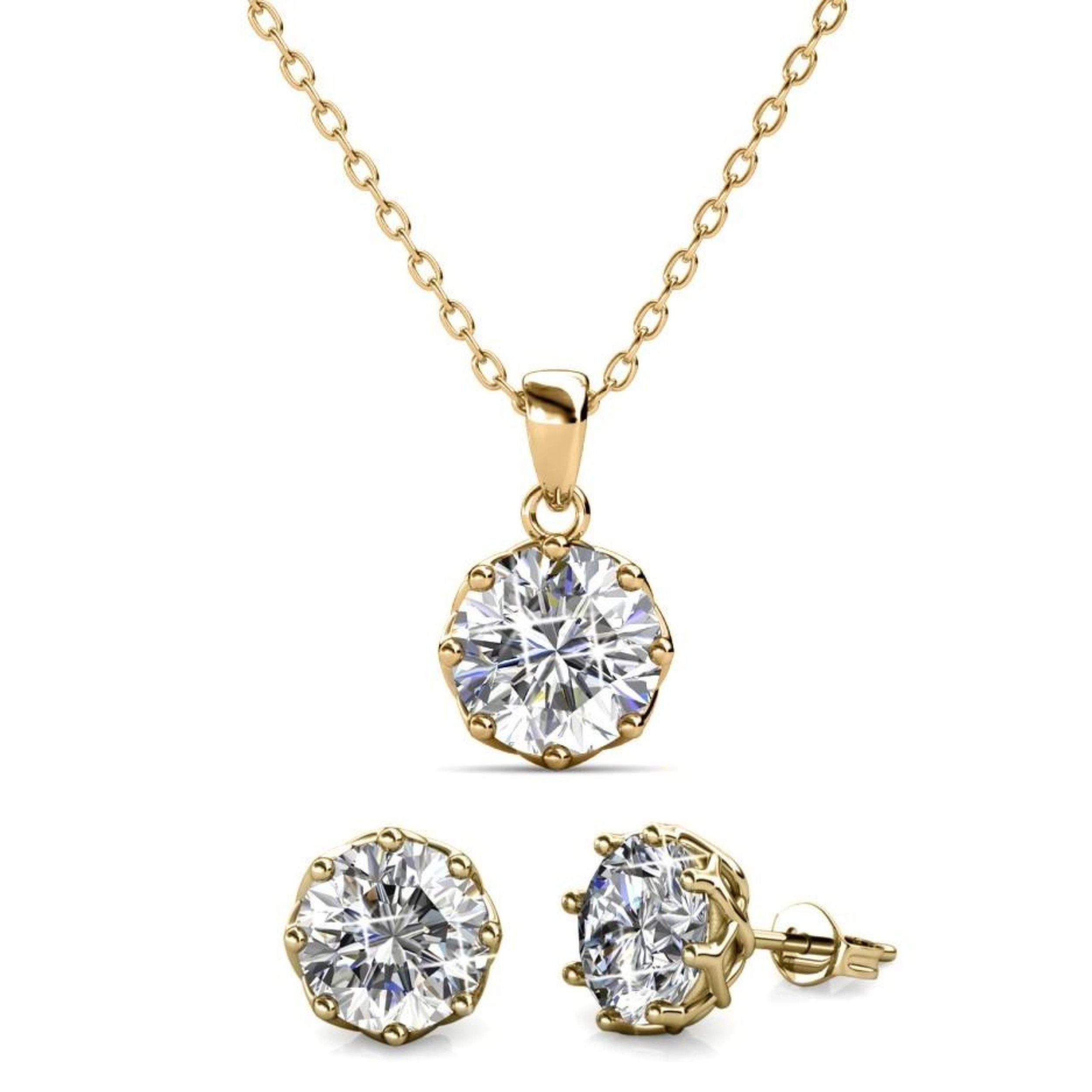 Ella Eisvogel Schmuckset Lily Set - Gold und Kristall, 18 Karat günstig online kaufen