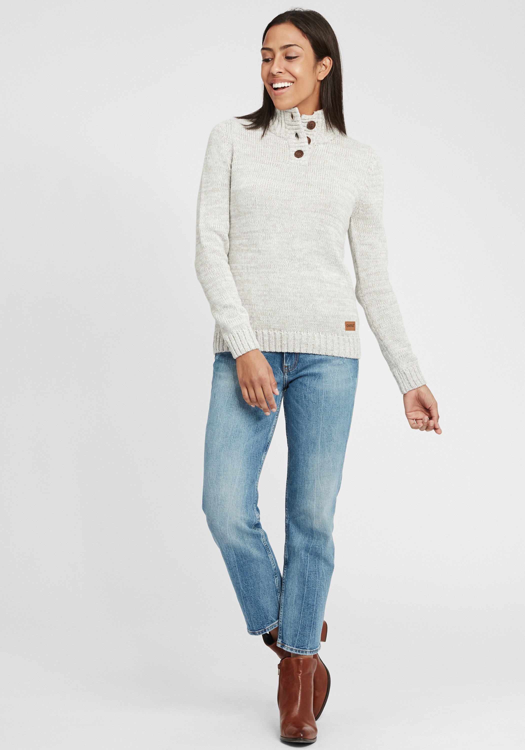 OXMO Strickpullover OXPhilicita Strickpulli mit hochabschließendem Kragen günstig online kaufen