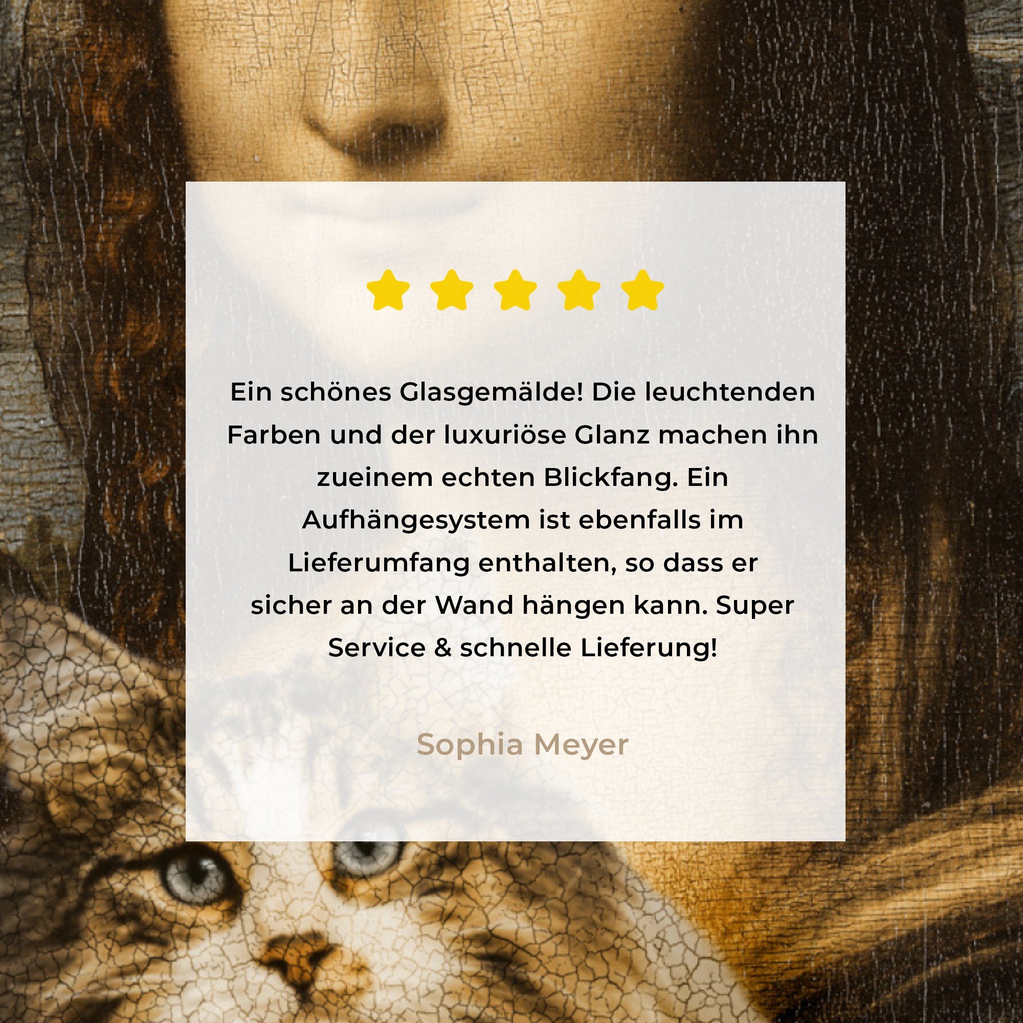 da - - Wandbild Mona MuchoWow Bilder Wanddekoration - Lisa bunt Katze Leonardo Vinci - Glasbilder Acrylglasbild (1 - Foto Alte, Glas auf - Vintage St), Kunstwerk - auf - Glas