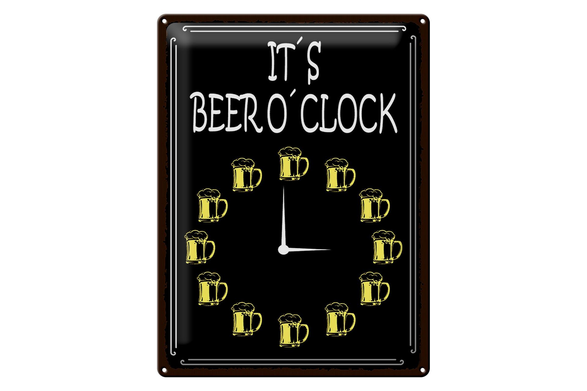 Metallschild Spruch 30x40cm it´s Beer o´clock Bier Alkohol