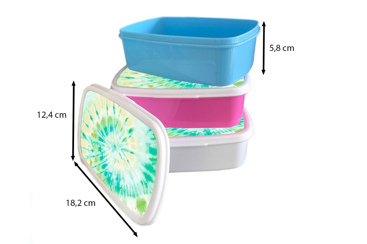 Kunststoff, für Spirale, Brotdose, für - (2-tlg), Jungs Erwachsene, Mädchen Brotbox MuchoWow - Lunchbox und weiß Muster Kinder und Krawattenfärbung