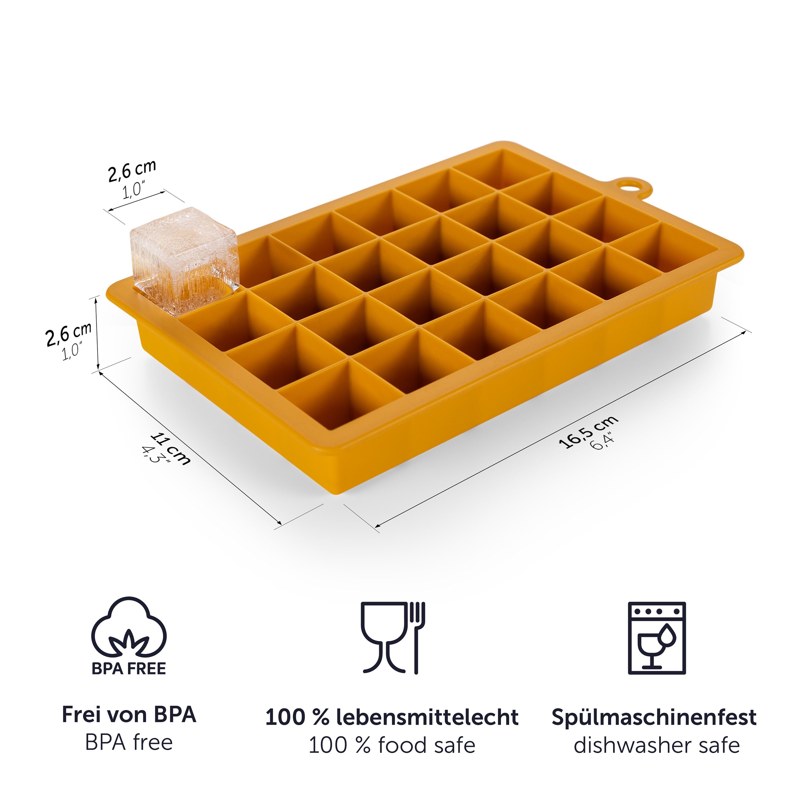 Blumtal Eiswürfelform Eiswürfelform & M, der BPA Würfelgröße Gelb frei, Herauslösen - 2x24er Schwarz Eiswürfel Leichtes Pack, Würfel Silikon