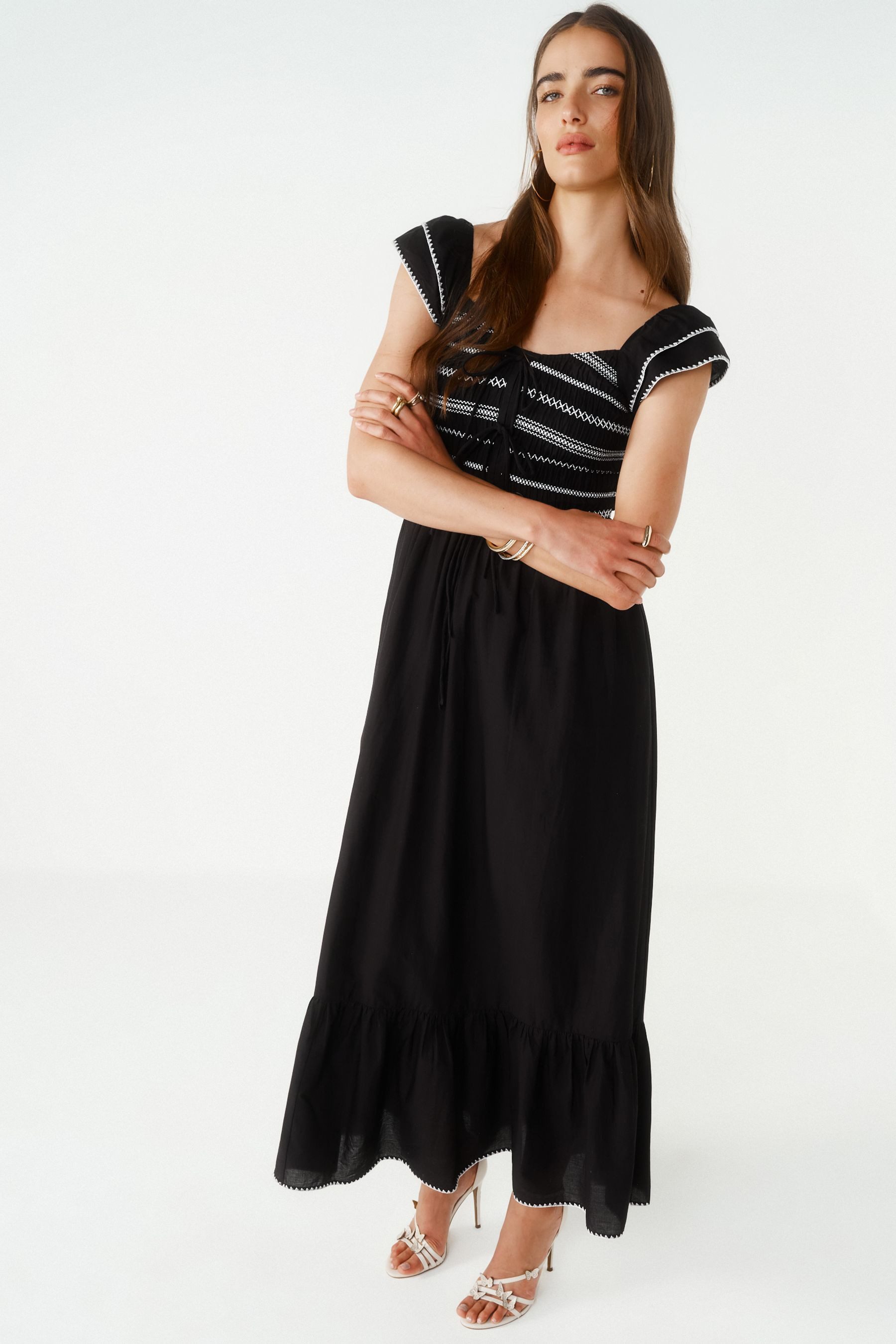 Midikleid Gesmoktes Baumwollkleid in Midilänge