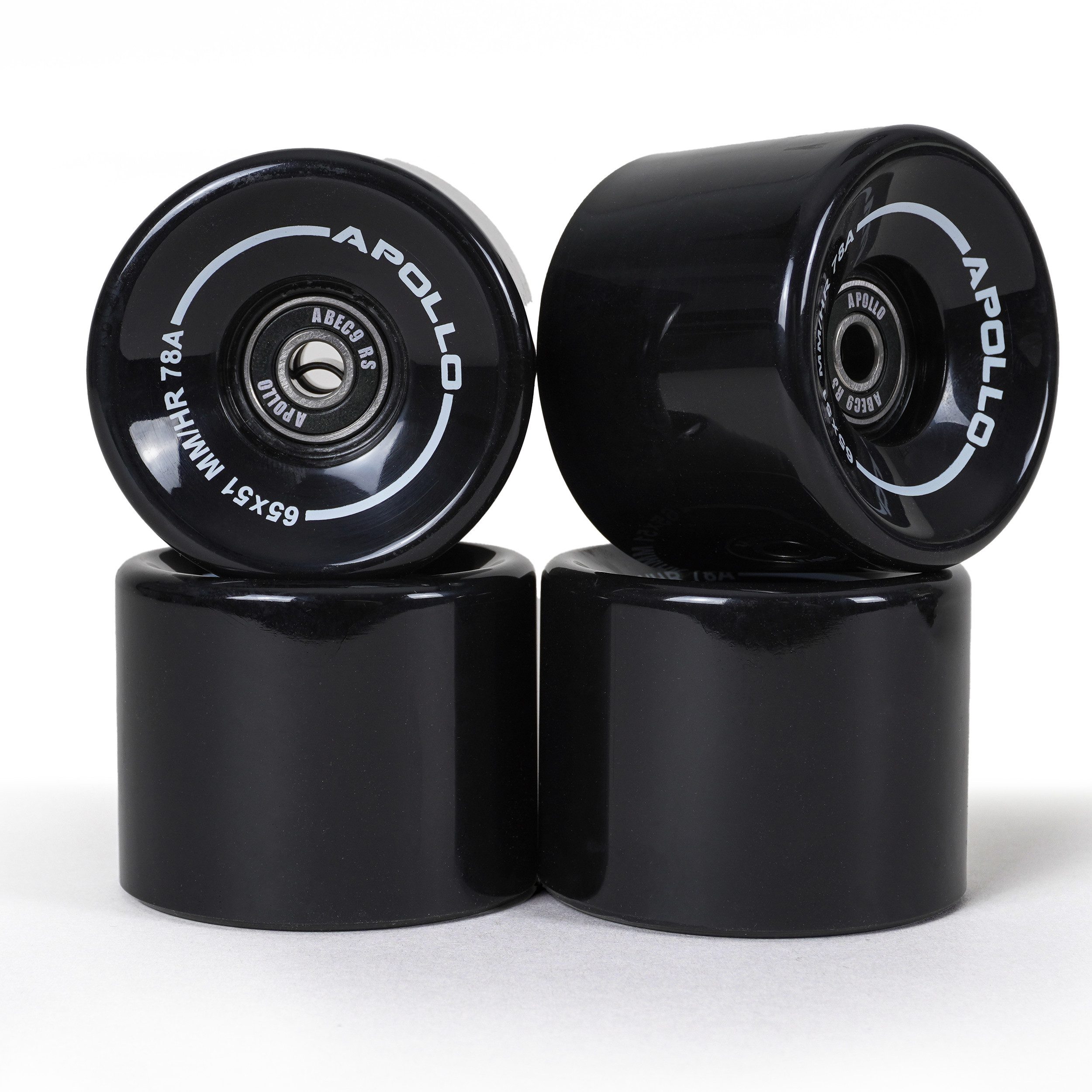 Apollo Longboard-Rolle Apollo Black Wheels 65 x 51 - 78A