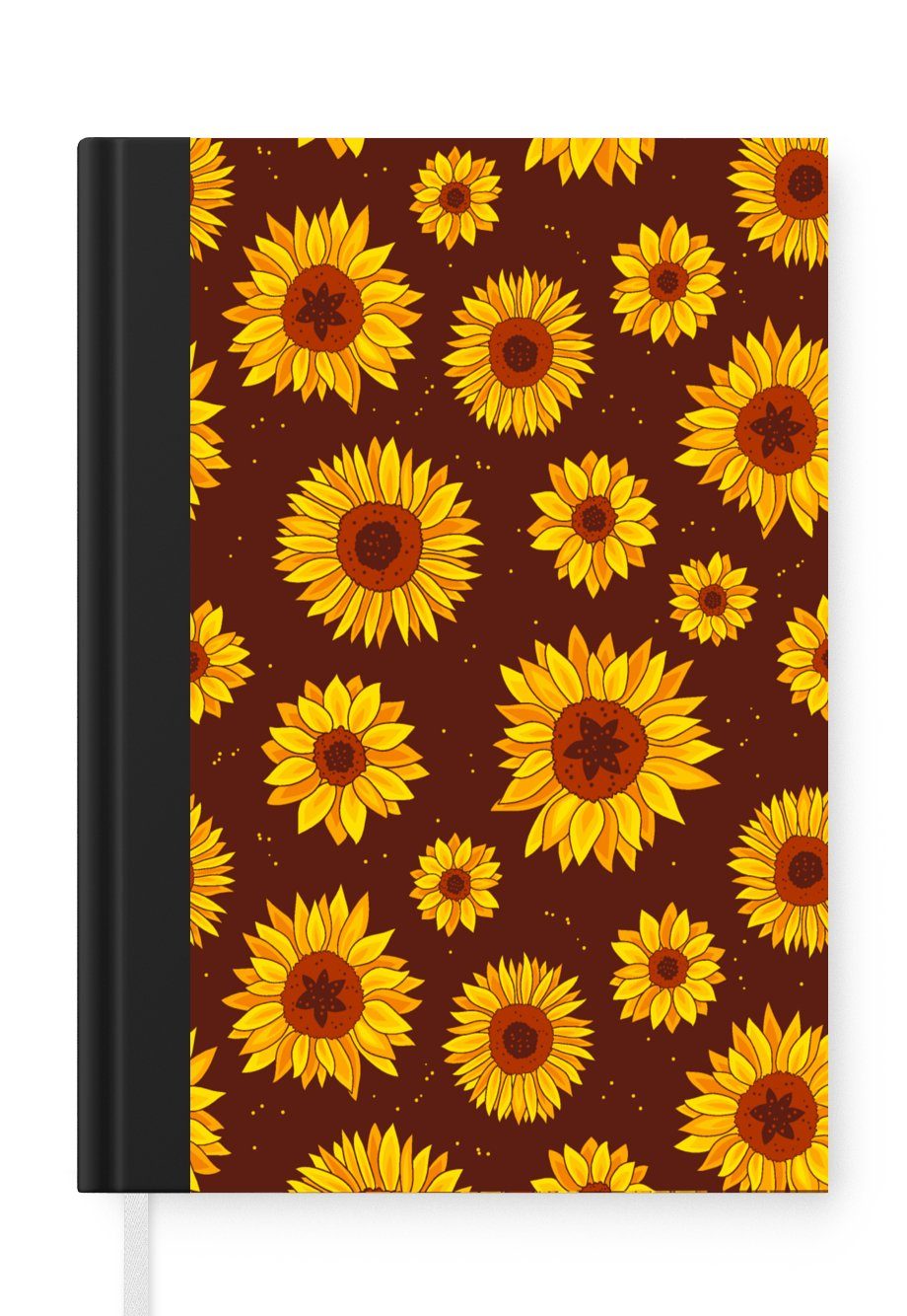 MuchoWow Notizbuch Sonnenblume - Bohème - Flora - Muster, Journal, Merkzettel, Tagebuch, Notizheft, A5, 98 Seiten, Haushaltsbuch
