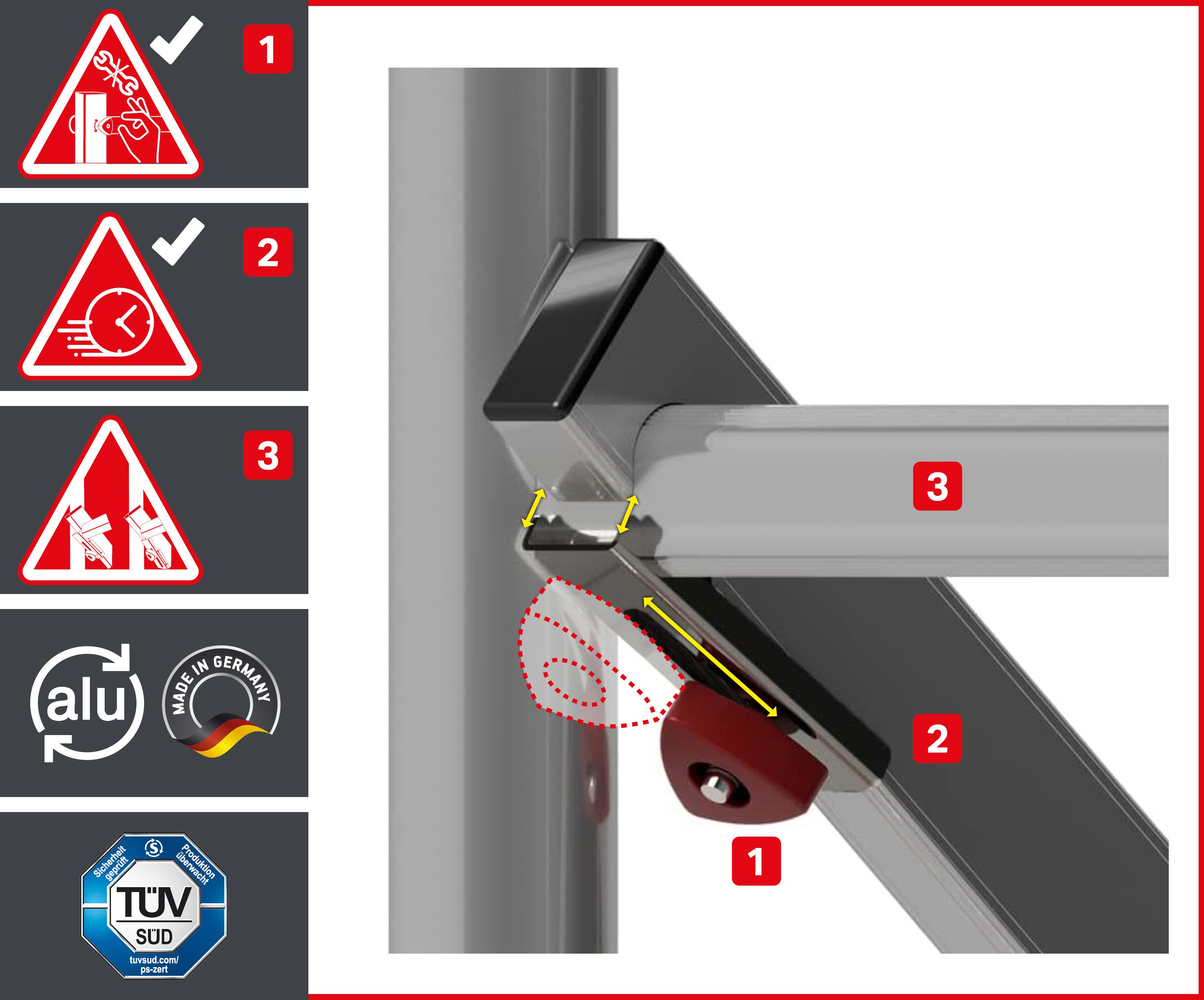 ALTEC Aluminium Rollfix 2.0 700 mobile scaffold with Ø125mm wheels and wall anchors, Made in Germany, working height 7 meters