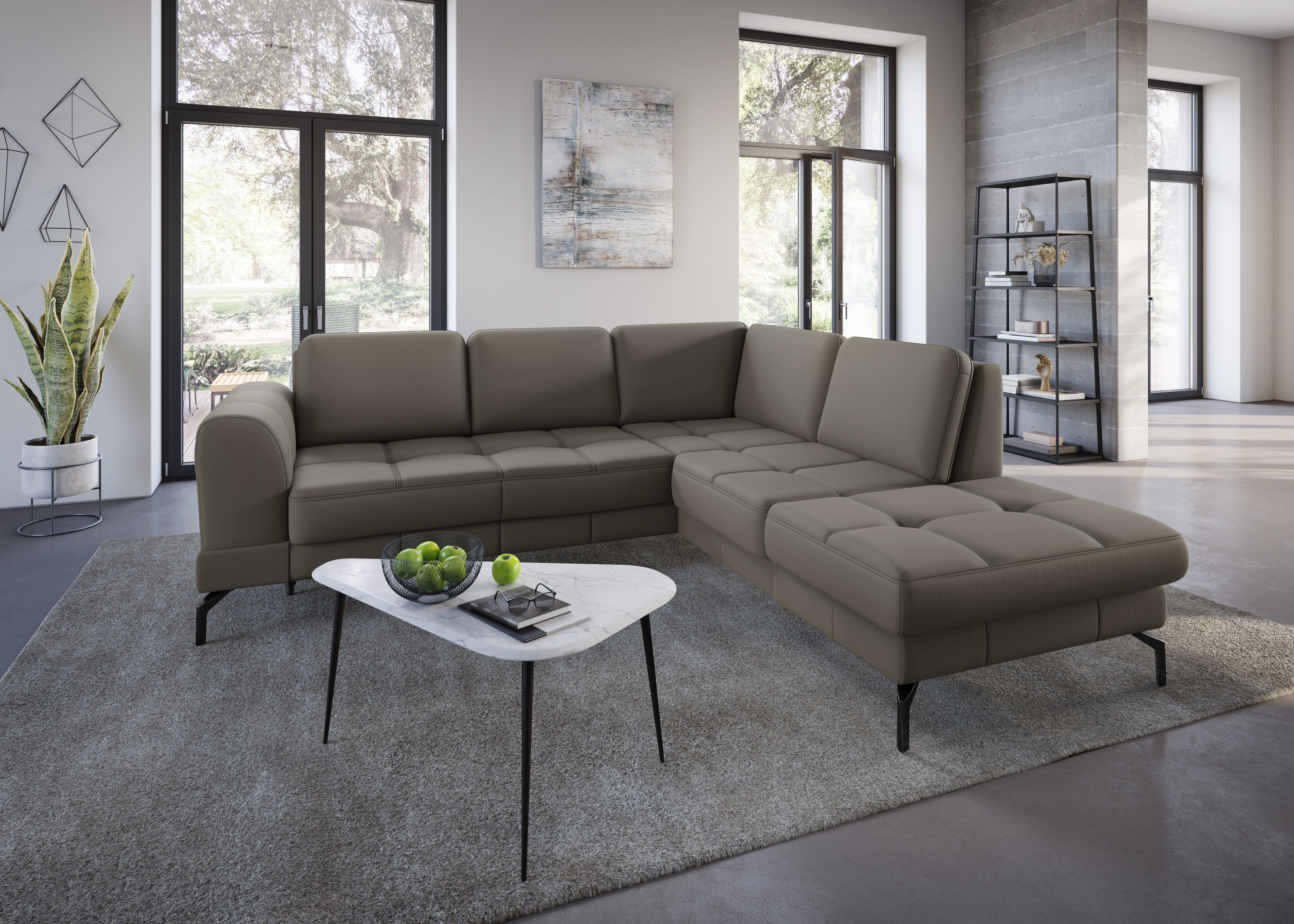 sit&more Ecksofa Bendigo L-Form, inklusive Sitztiefenverstellung, Bodenfreiheit 15 cm, in 2 Fußfarben