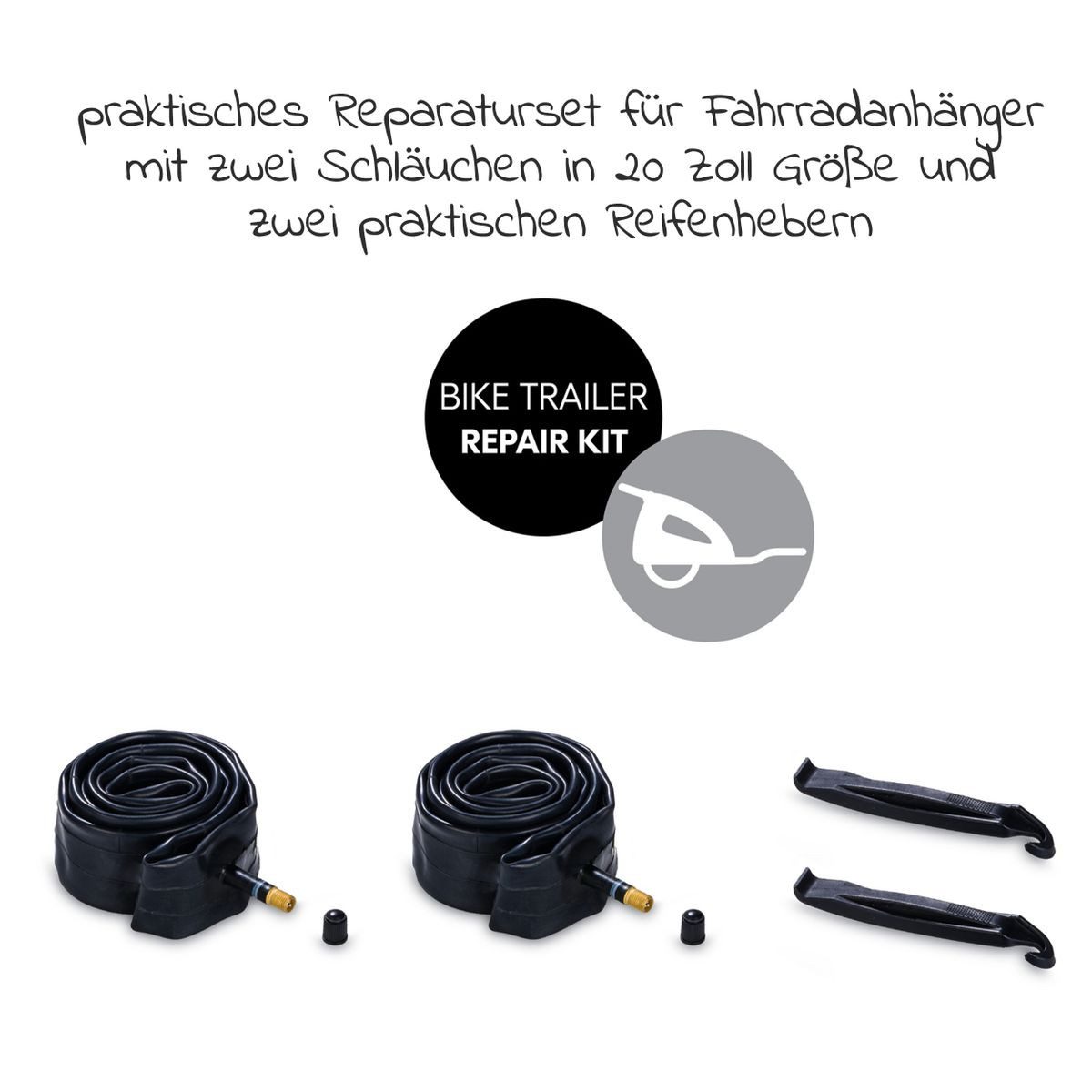 Hauck Fahrradkinderanhänger Reparatur Set für Bike Trailer, Fahrradanhänger Reparatur Set (2x Ersatz-Schlauch & Reifenheber)