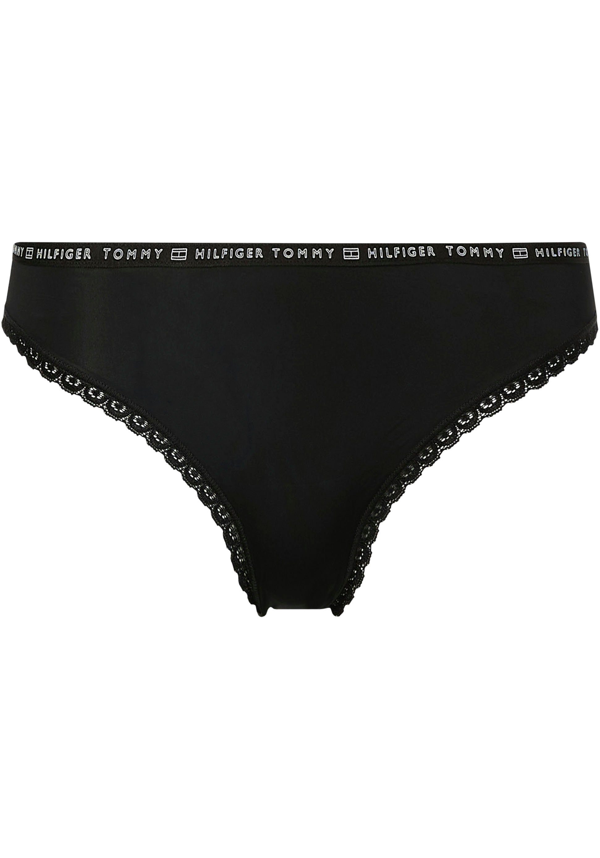 Bikinislip BIKINI Tommy 3P 6 Tommy mit Hilfiger Spitzenkante Black/Black/Black Underwear Hilfiger 3er-Pack) (Packung, Logo-Elastiktape