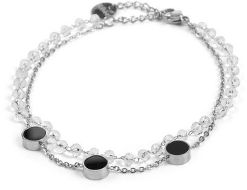 styleBREAKER Armkette (1-tlg), Edelstahl Layer Armkette mit Kunststoff Perlen