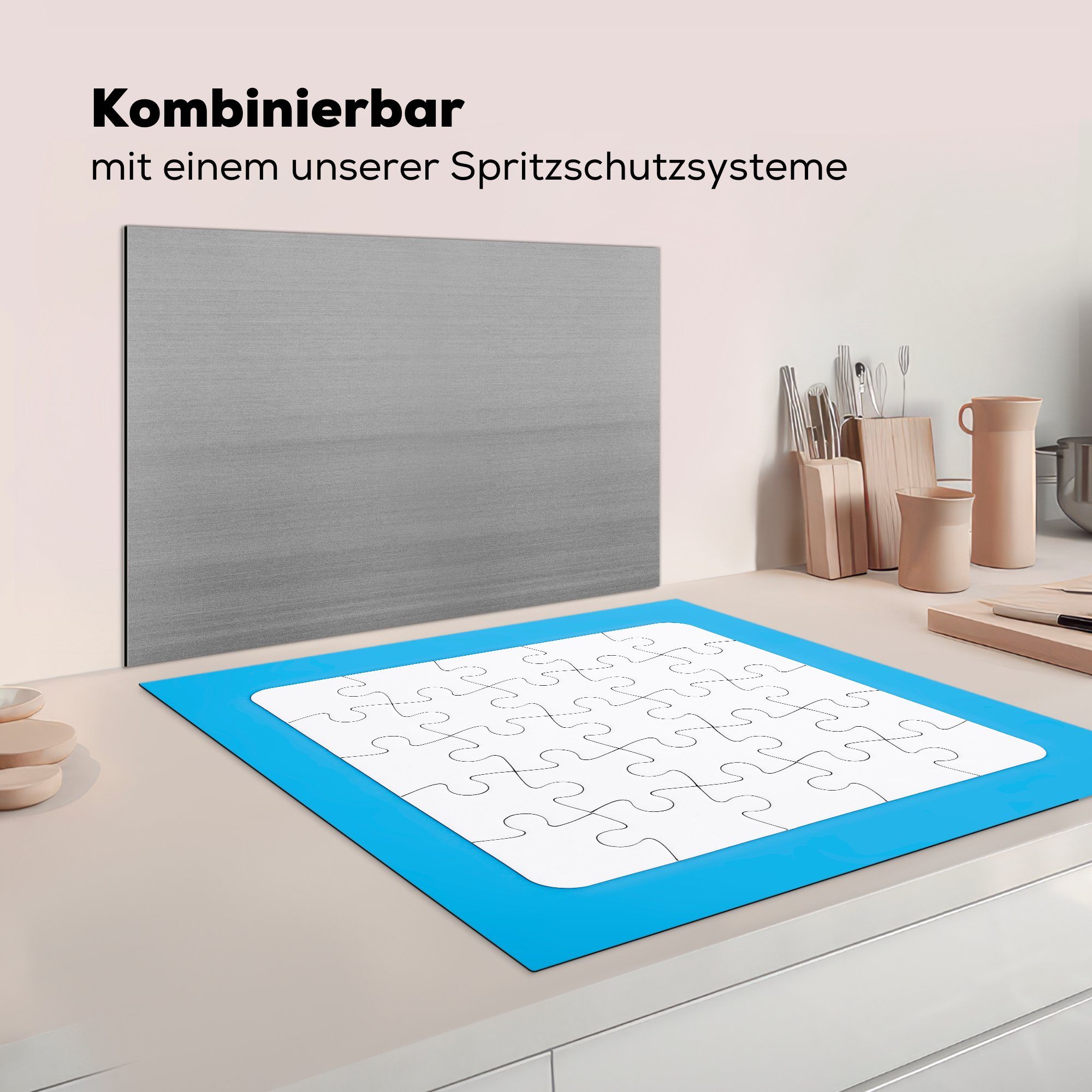 küche cm, Ceranfeldabdeckung, Vinyl, tlg), (1 MuchoWow für Arbeitsplatte Weißes 78x78 Rätsel, Herdblende-/Abdeckplatte